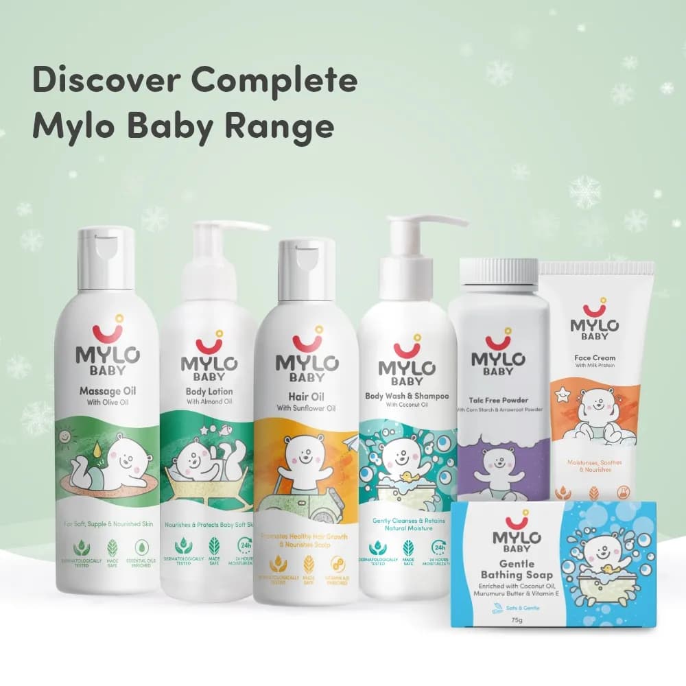 Mylo Herb Enriched Baby Massage Oil - 100 ml | For Winters Dermatologically Tested | Made Safe Certified | Nourishes Skin | Strengthens Immunity | Ayurvedic Preparation