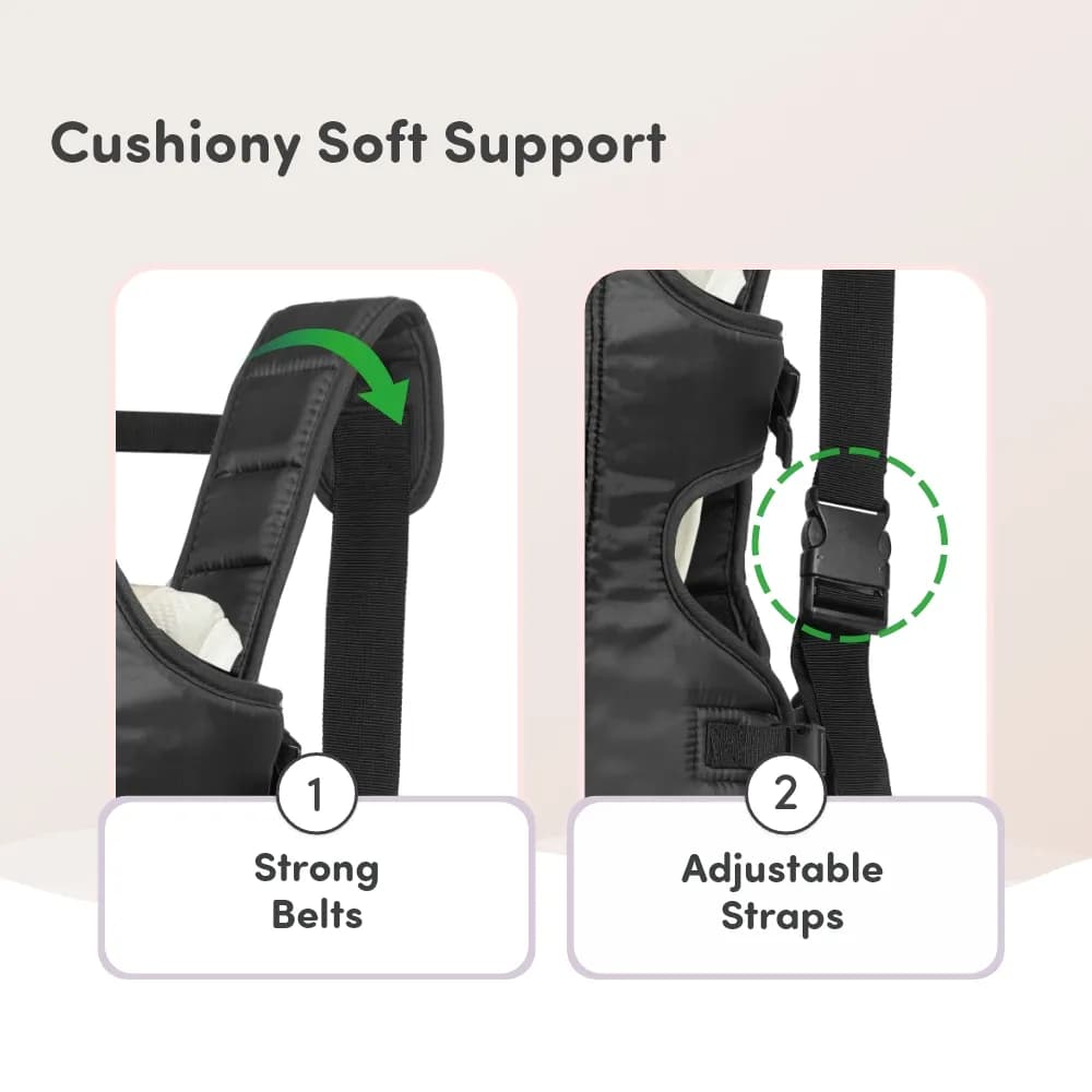 Premium Baby Carrier Bag for 6-15 Months | 3 Comfortable Carrying Positions | Ergonomically Designed | Lightweight & Adjustable - Black