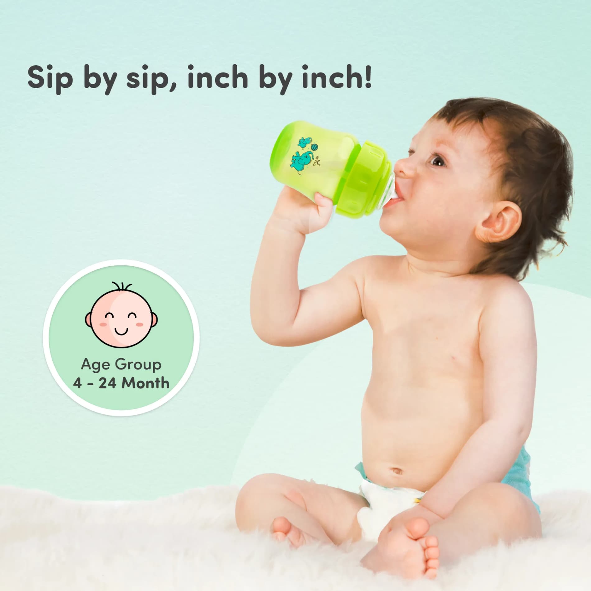 Baby Sipper | 2-in-1 Convertible Sipper with Spout & Straw | Sipper Bottle for Kids - 150ml - BPA-Free (Green)