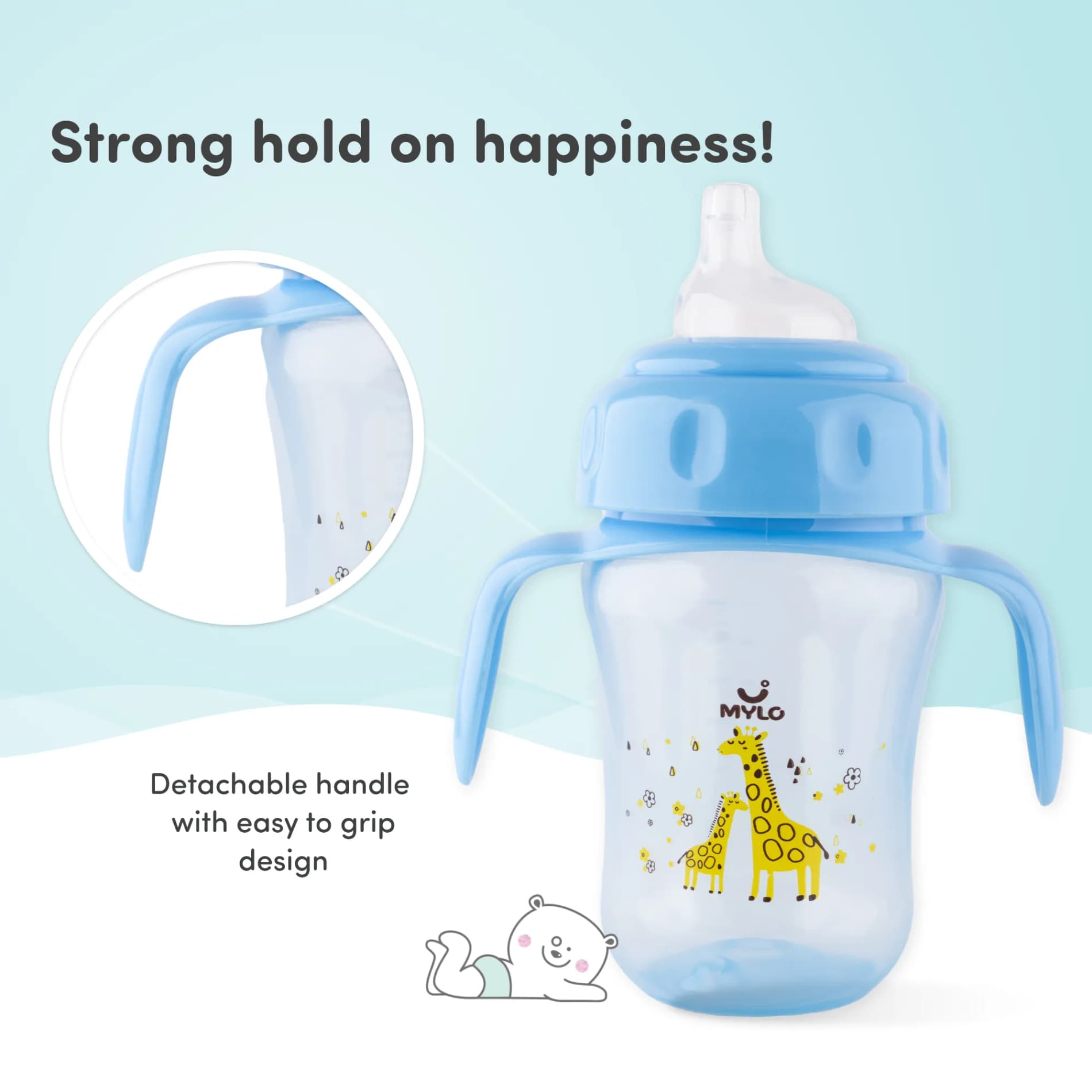 Baby Sipper | 2-in-1 Convertible Sipper with Spout & Straw | Sipper Bottle for Kids - 210ml - BPA-Free (Blue)