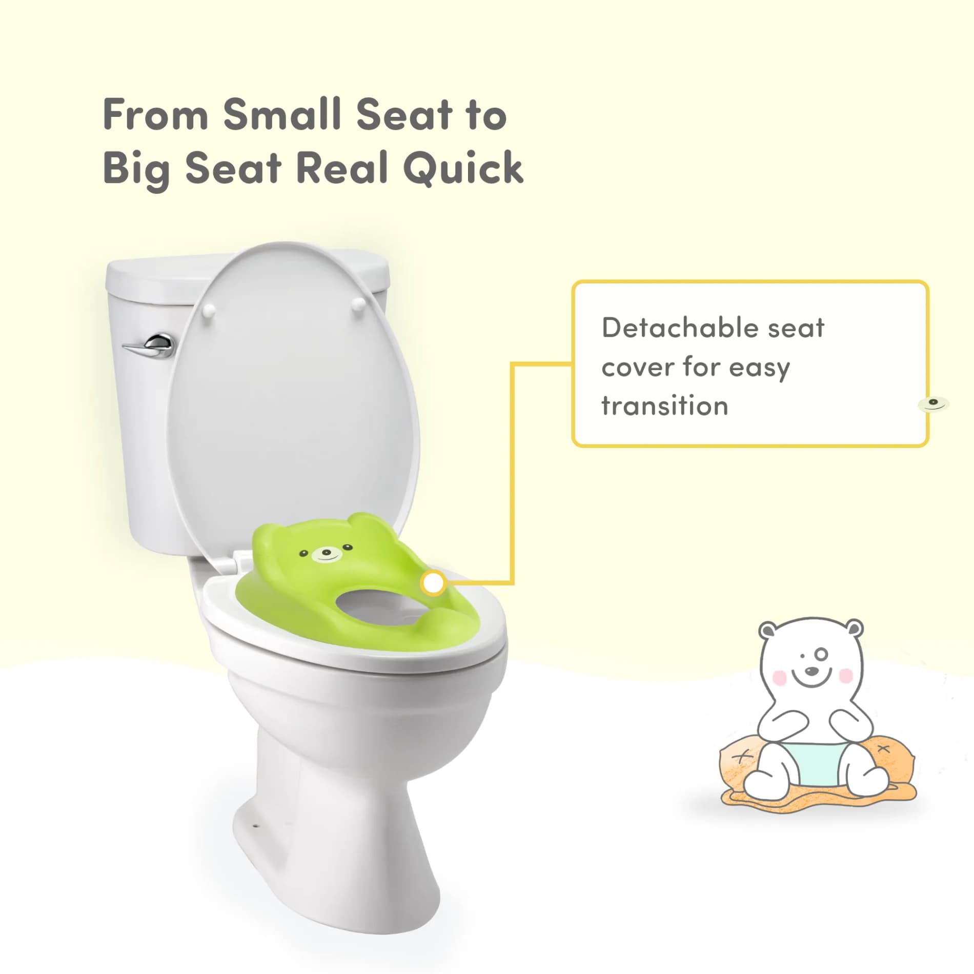Potty Seat | Baby Potty Chair | 2-in-1 Potty Training Chair with Detachable Potty Bowl | Easy to Carry & Clean - Green & Yellow