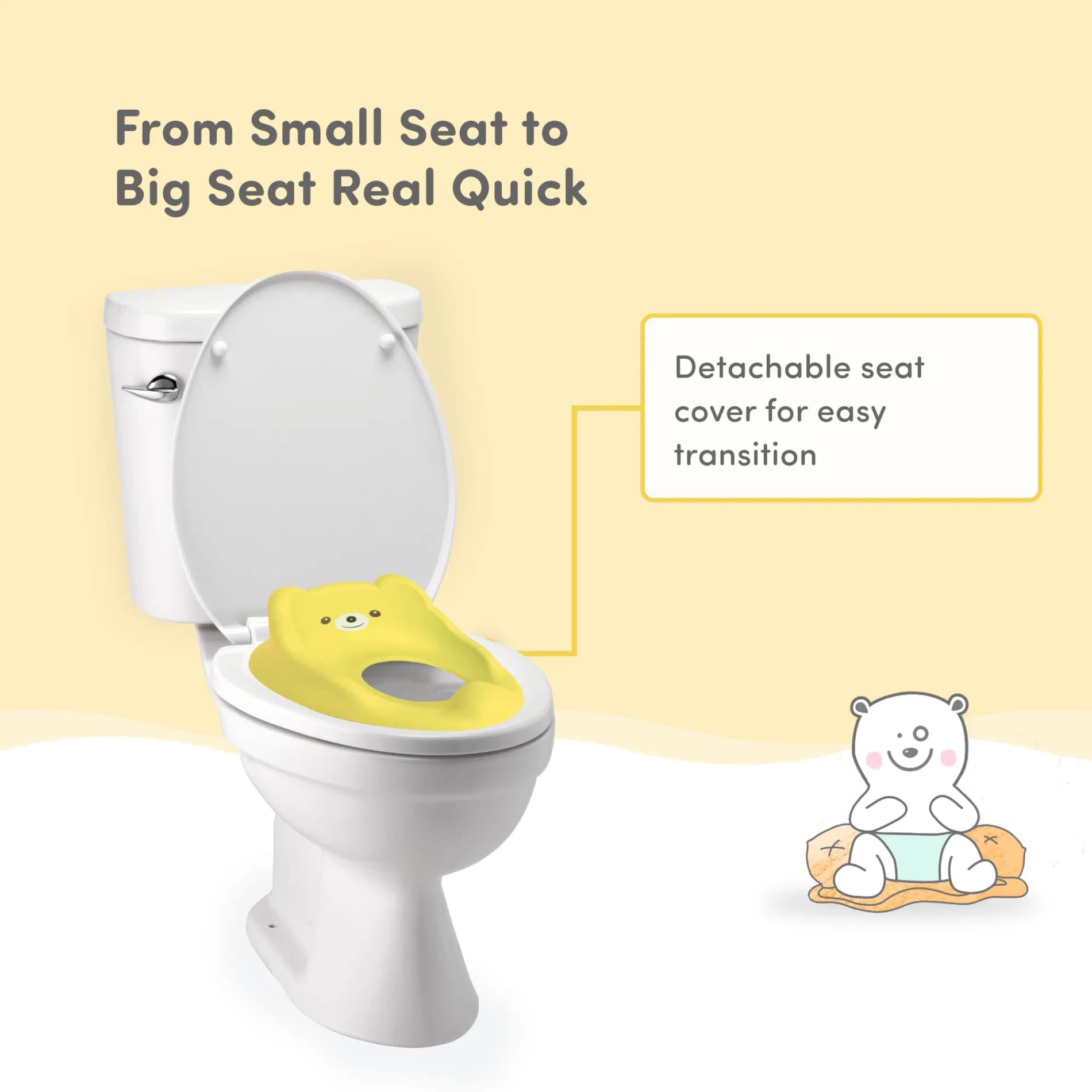 Potty Seat | Baby Potty Chair | 2-in-1 Potty Training Chair with Detachable Potty Bowl | Easy to Carry & Clean - Yellow & Orange