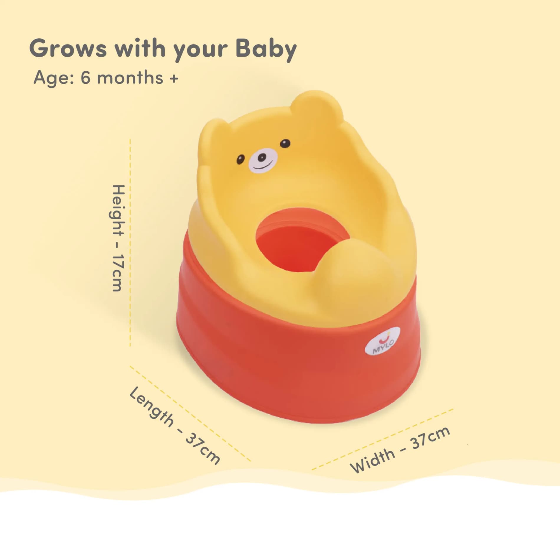 Potty Seat | Baby Potty Chair | 2-in-1 Potty Training Chair with Detachable Potty Bowl | Easy to Carry & Clean - Yellow & Orange