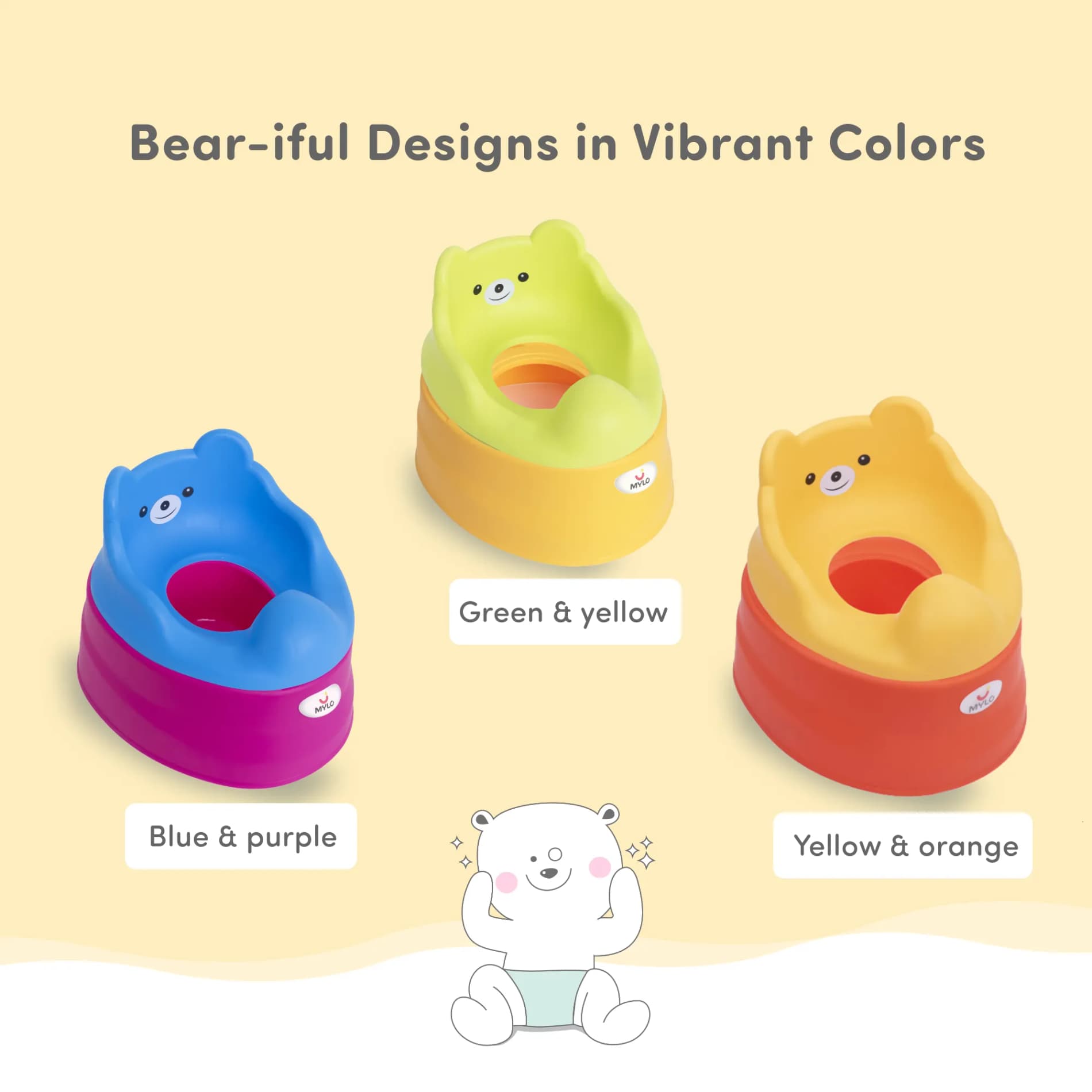Potty Seat | Baby Potty Chair | 2-in-1 Potty Training Chair with Detachable Potty Bowl | Easy to Carry & Clean - Yellow & Orange