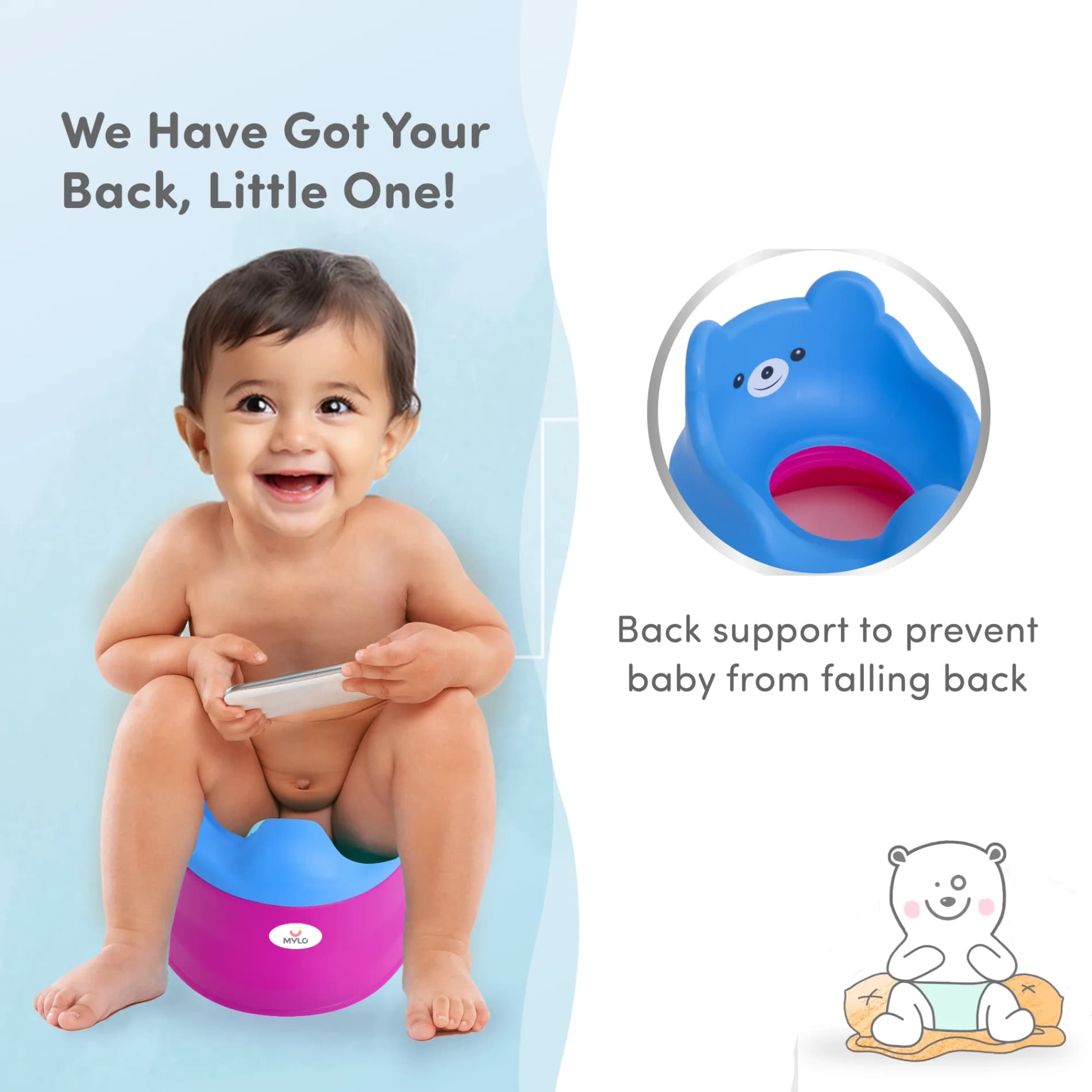 Potty Seat | Baby Potty Chair | 2-in-1 Potty Training Chair with Detachable Potty Bowl | Easy to Carry & Clean - Blue & Purple