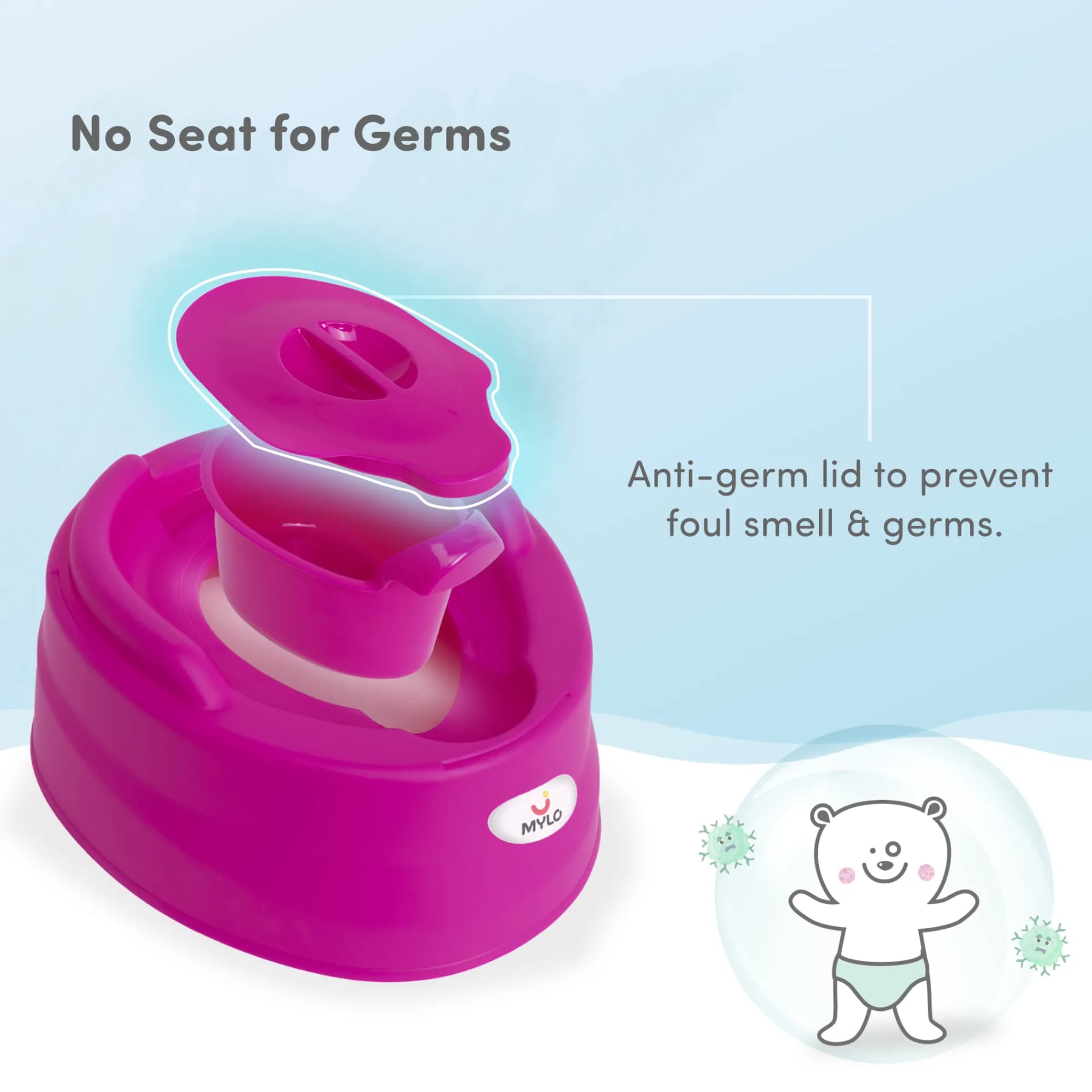 Potty Seat | Baby Potty Chair | 2-in-1 Potty Training Chair with Detachable Potty Bowl | Easy to Carry & Clean - Blue & Purple