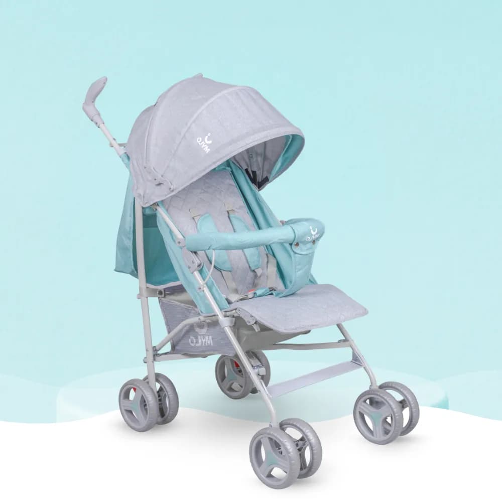 Vista Ultra-Light Baby Stroller for 0-3 Year | Baby Pram for Toddlers & Kids | 5 Point Safety Harness | Front Wheel Swivel Function | Umbrella Fold - Green & Grey