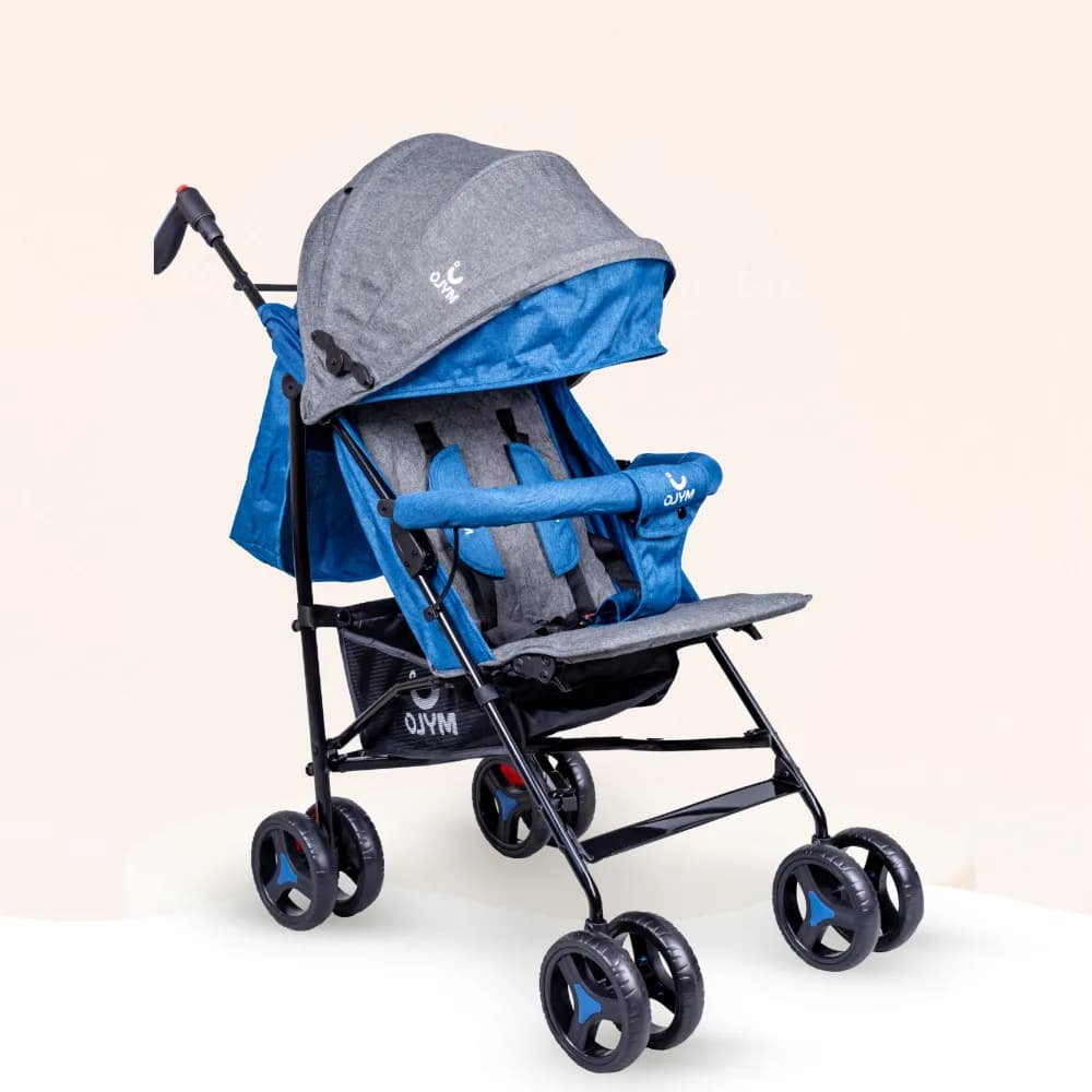 Vista Ultra-Light Baby Stroller for 0-3 Year | Baby Pram for Toddlers & Kids | 5 Point Safety Harness | Front Wheel Swivel Function | Umbrella Fold - Blue & Grey