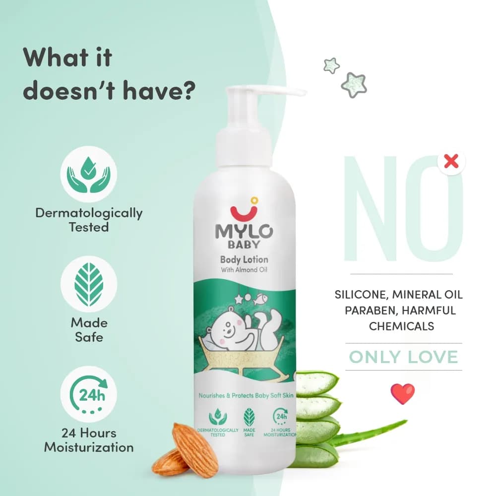 Baby Body Lotion | Made Safe Certified | Dermatologically Tested | Long Lasting 24 Hours Moisturization| Soothes Dryness - 100 ml