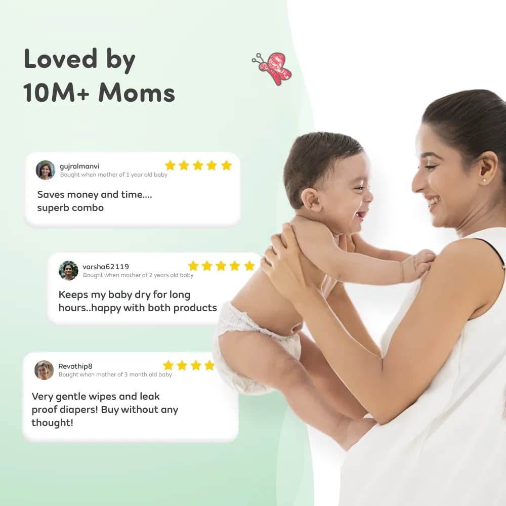 Monthly Diapering Super Saver Combo - Baby Diaper Pants Small (S) - (84 count) + Baby Wipes (Pack of 2)
