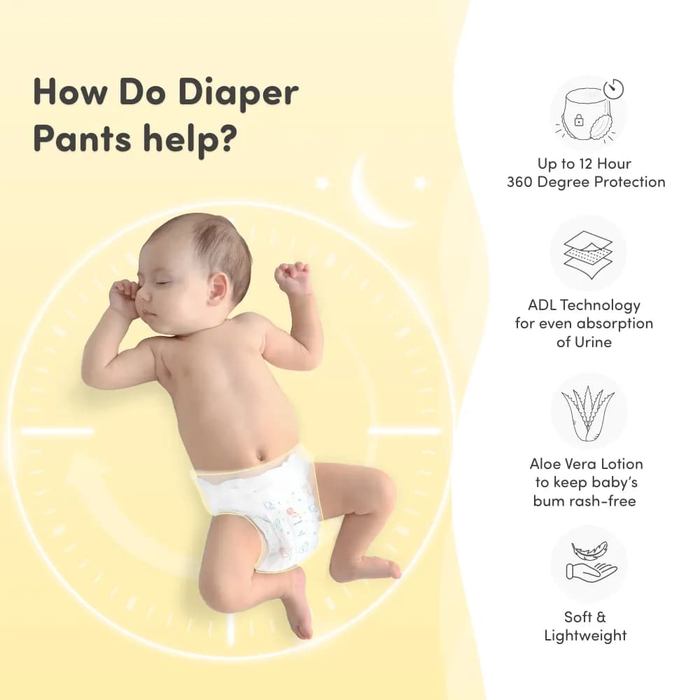 Monthly Diapering Super Saver Combo - Baby Diaper Pants Medium (M) - (76 count) + Baby Wipes (Pack of 2)