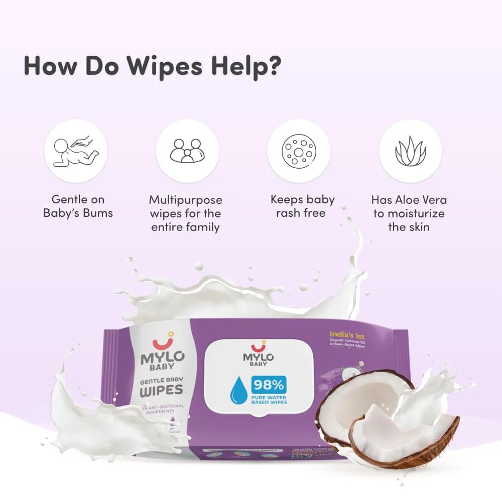 Monthly Diapering Super Saver Combo - Baby Diaper Pants Large (L) - (64 count) + Baby Wipes (Pack of 2)