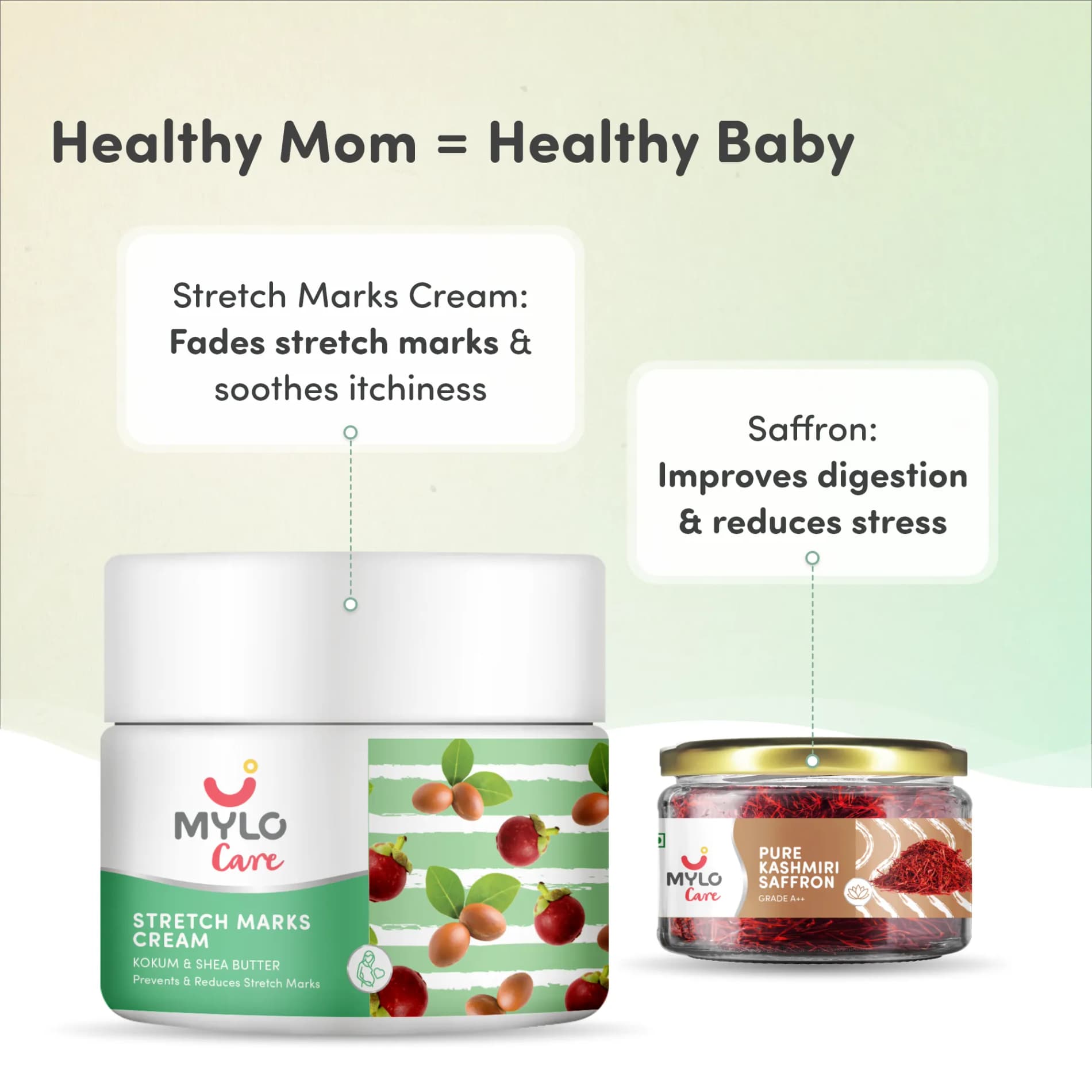 Pregnancy Wellness Super Saver Combo - Stretch Marks Cream for Women (100g) & Saffron for Pregnant Women (1g)