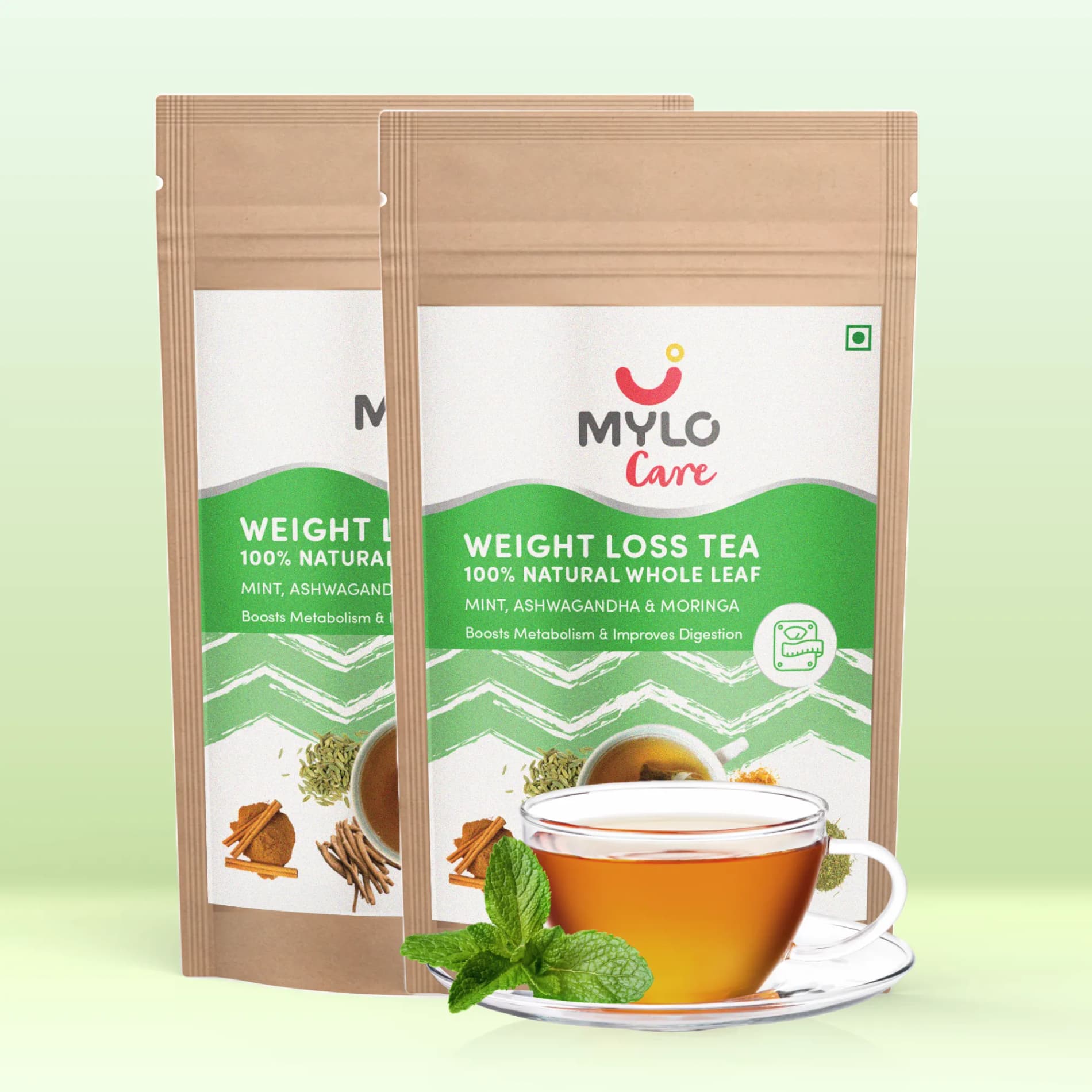 100% Natural Weight Loss Tea- 30 Tea Bags | Reduces Belly Fat | Boosts Metabolism & Improves Digestion | Improves Sleep | NABL Lab Tested - Pack of 2