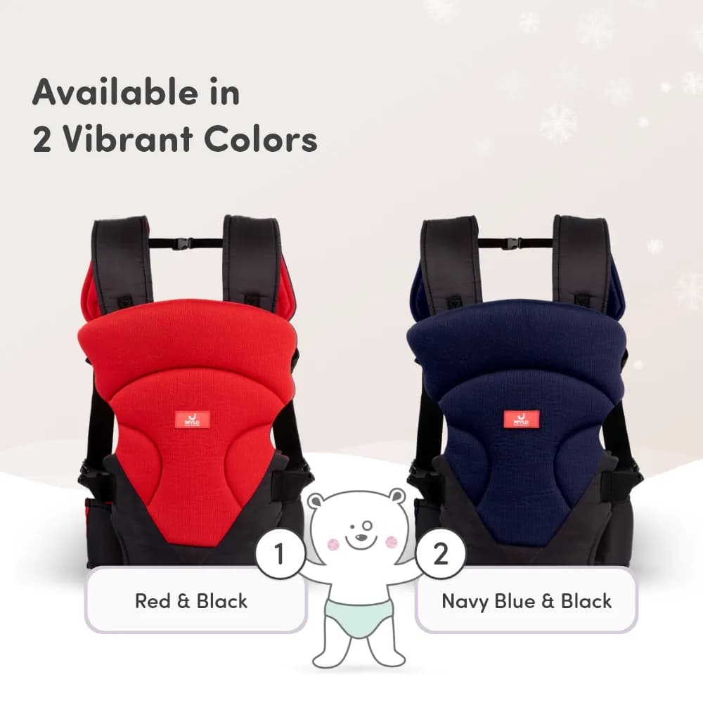 Baby Carrier Bag for 0 to 3 Years with 4 Comfortable Carrying Positions | Lightweight & Travel Friendly | Padded Neck & Shoulder Support - Red & Black