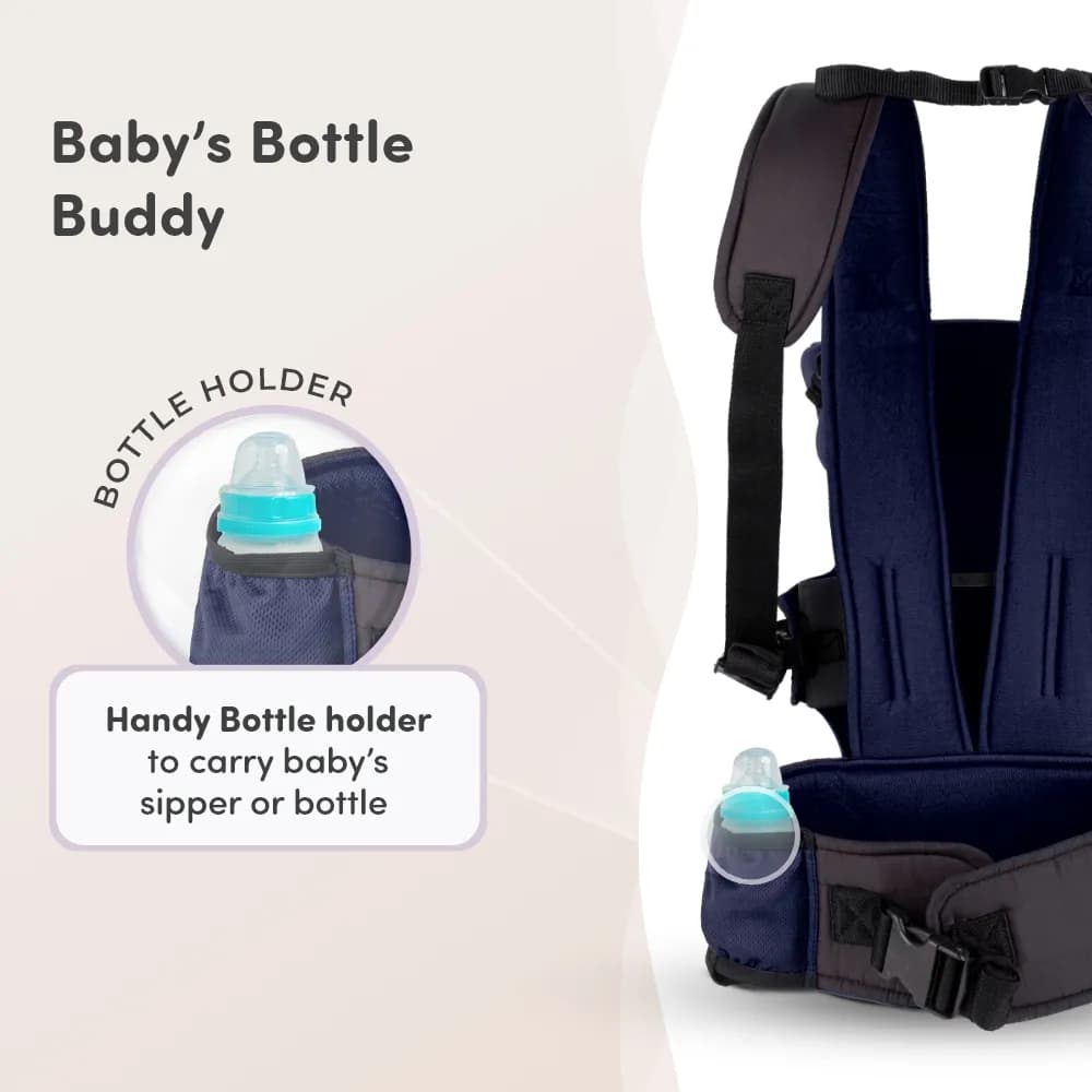 Baby Carrier Bag for 0 to 3 Years with 4 Comfortable Carrying Positions | Lightweight & Travel Friendly | Padded Neck & Shoulder Support - Blue & Black