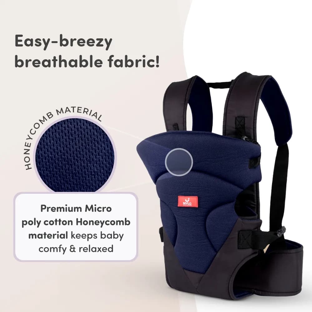 Baby Carrier Bag for 0 to 3 Years with 4 Comfortable Carrying Positions | Lightweight & Travel Friendly | Padded Neck & Shoulder Support - Blue & Black