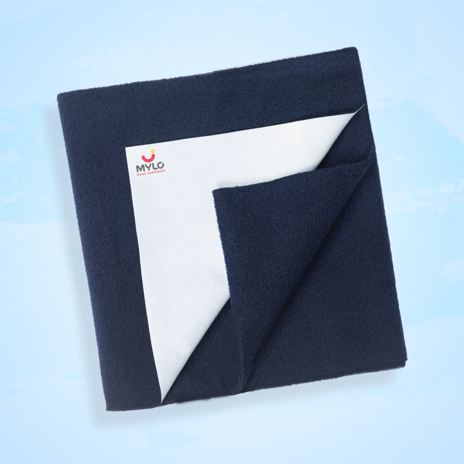 Waterproof Extra Absorbent Baby Dry Sheet & Bed Protector | Guards Against Spills, Stains & Nappy Leaks | Foldable & Portable - Navy Blue - M