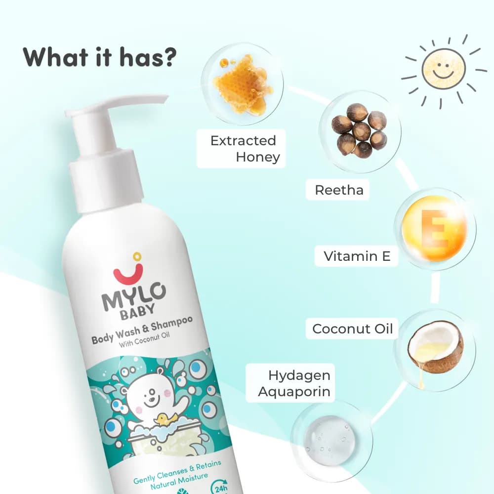 Baby Shampoo and Body Wash | Gentle Cleansing Head-to-Toe | Tear Free Formulation | Retains Natural Moisture | Dermatologically Tested | Made Safe Certified- 100 ml