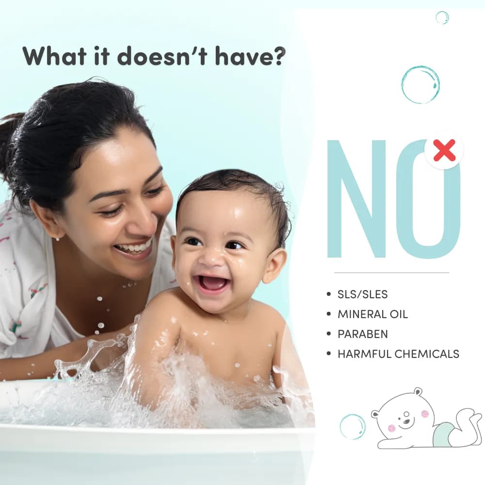Baby Shampoo and Body Wash | Gentle Cleansing Head-to-Toe | Tear Free Formulation | Retains Natural Moisture | Dermatologically Tested | Made Safe Certified- 200 ml