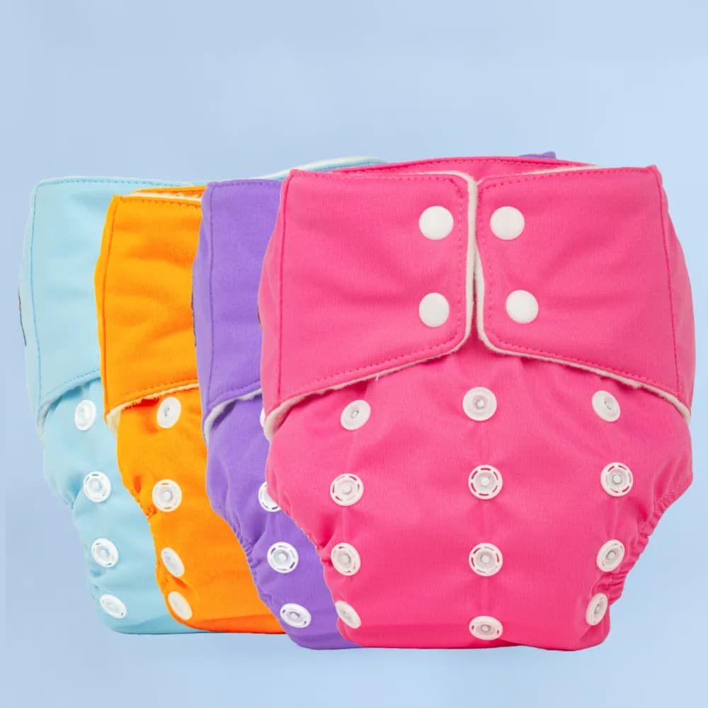 Adjustable & Reusable Cloth Diaper - Assorted Colors - Pack of 4