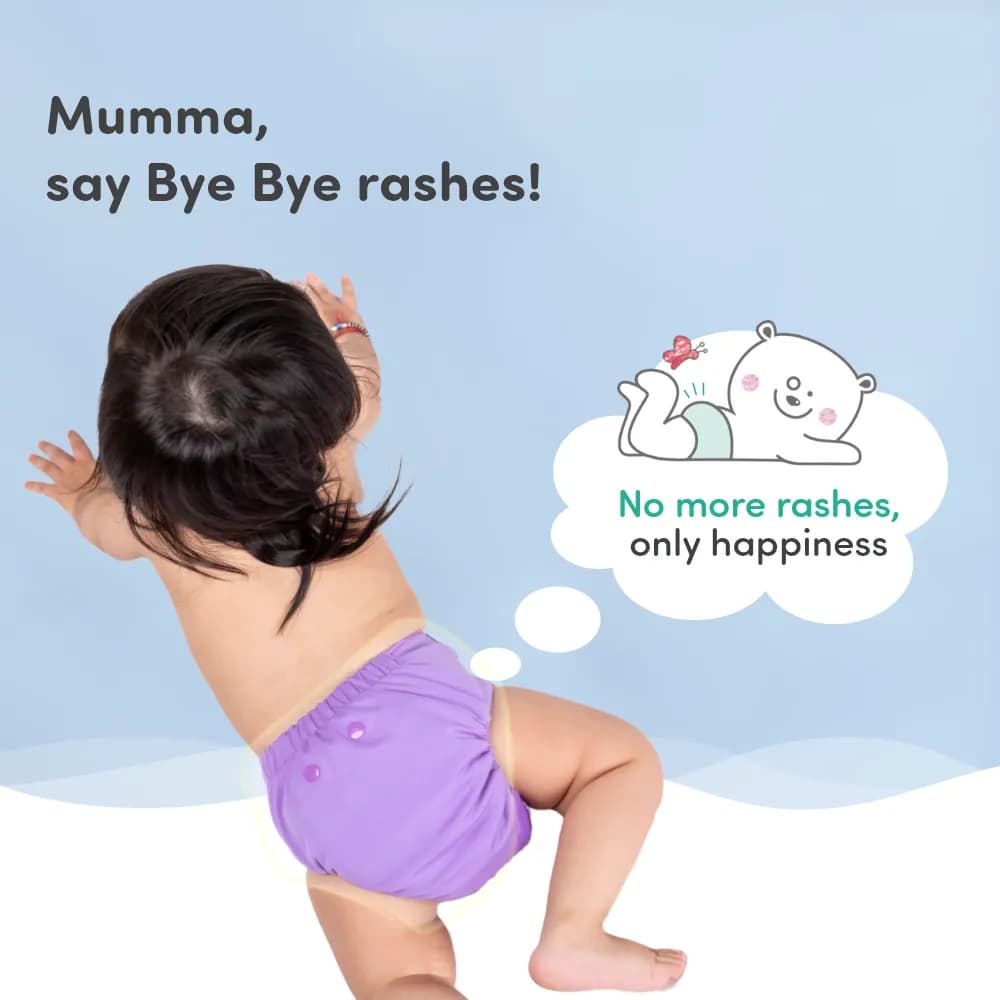 Adjustable Washable & Reusable Cloth Diaper With Dry Feel, Absorbent Insert Pad (3M-3Y) | Oeko-Tex Certified | Prevents Rashes - Assorted Colors - Pack of 4