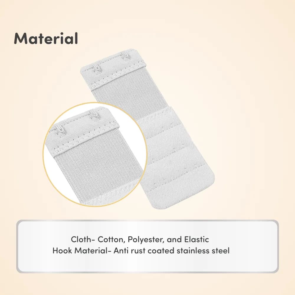 Bra Extenders with Extra Elastic Hooks | Makes Bra Comfortable | Increases Bra Band Strength - White - Pack of 3