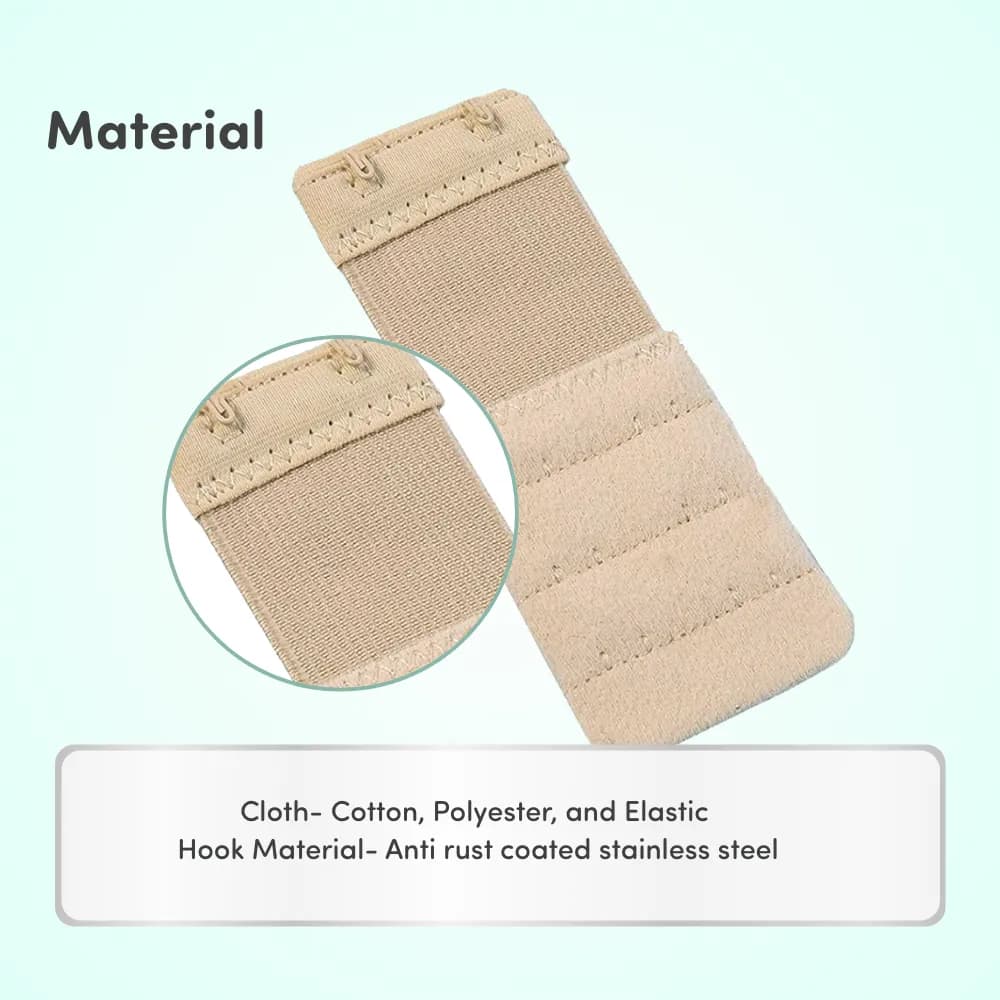 Bra Extenders with Extra Elastic Hooks | Makes Bra Comfortable | Increases Bra Band Strength - Skin - Pack of 3