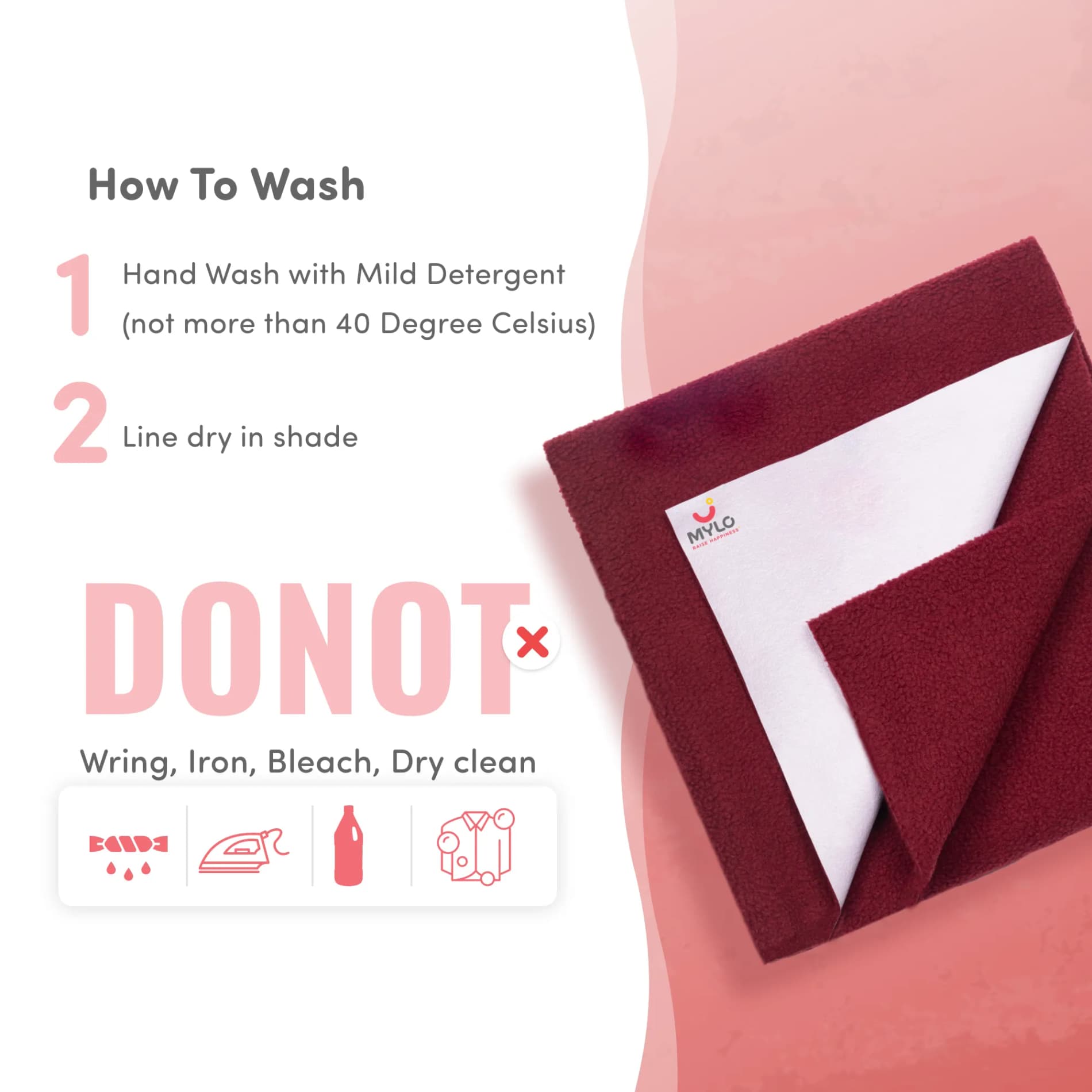 Waterproof Extra Absorbent Baby Dry Sheet & Bed Protector | Guards Against Spills, Stains & Nappy Leaks | Foldable & Portable - Maroon - M