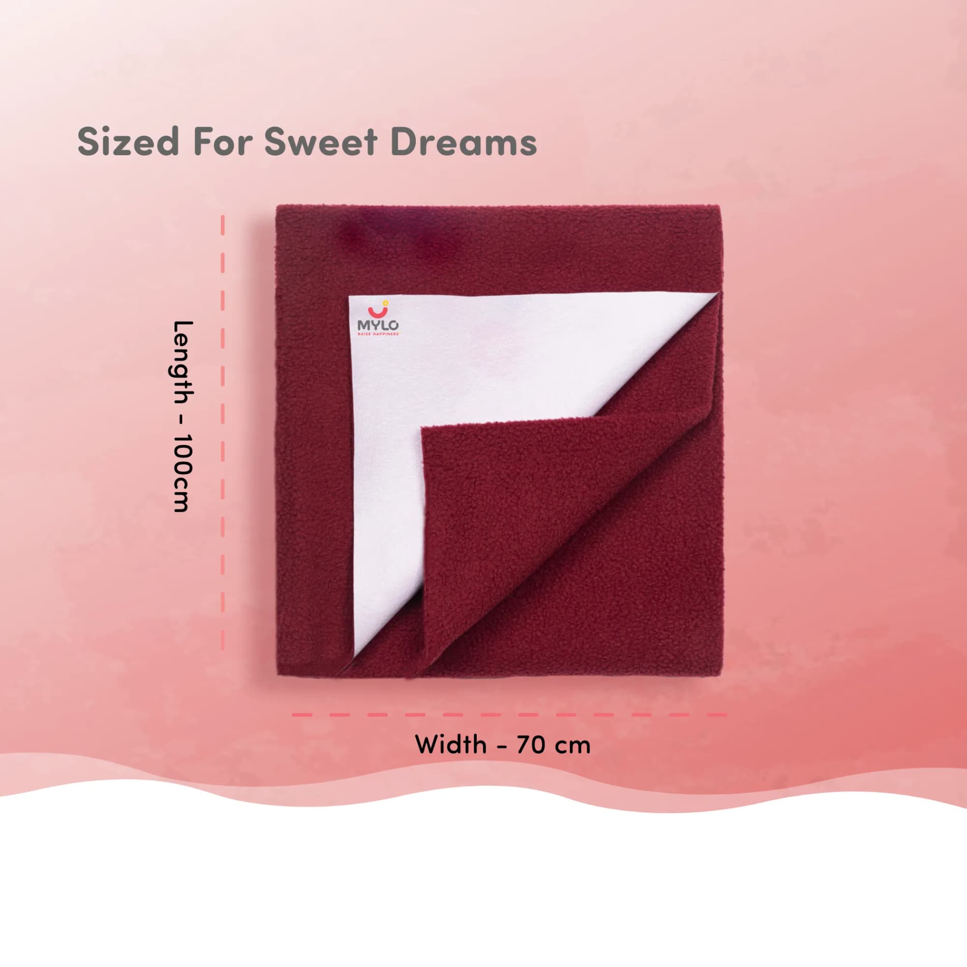 Waterproof Extra Absorbent Baby Dry Sheet & Bed Protector | Guards Against Spills, Stains & Nappy Leaks | Foldable & Portable - Maroon - M