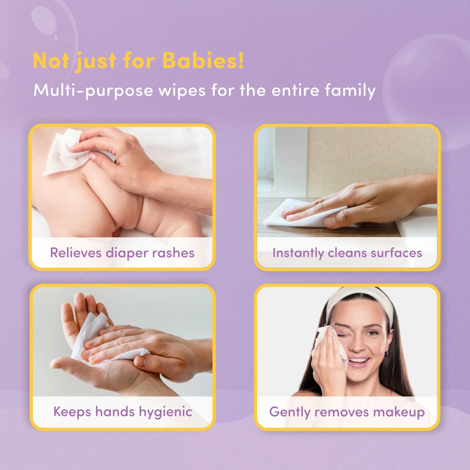Gentle Baby Wipes With Lid - Organic Coconut Oil, Neem, Aloe Vera and Vitamin E | 98% Pure Water | Dermatologically Tested (Pack of 6) - 72 Wipes Per Pack