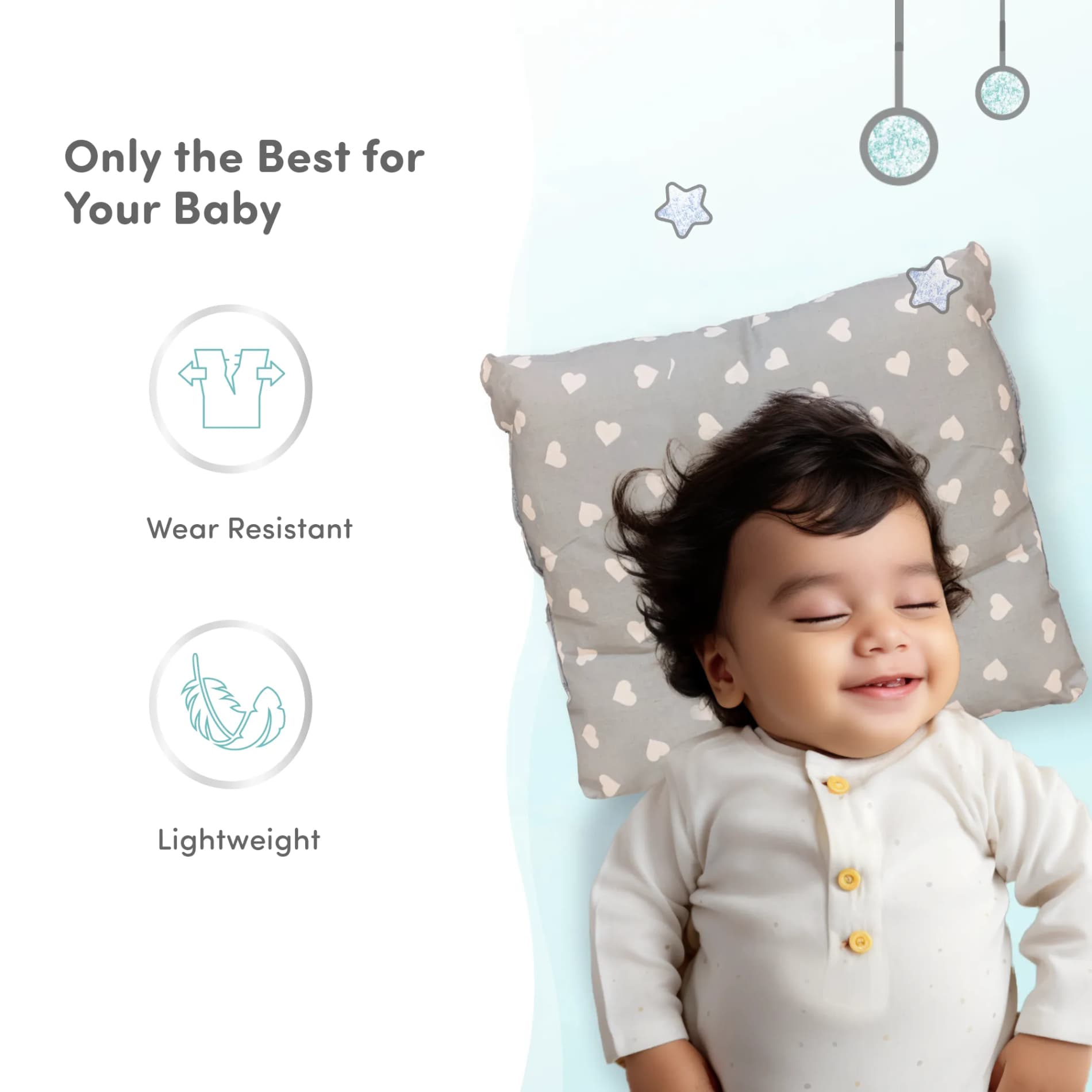 Premium Head Shaping Baby Pillow | Provides Neck Support | Prevents Flat Head Syndrome | Portable & Lightweight | 0-36 Months | Shades of Grey
