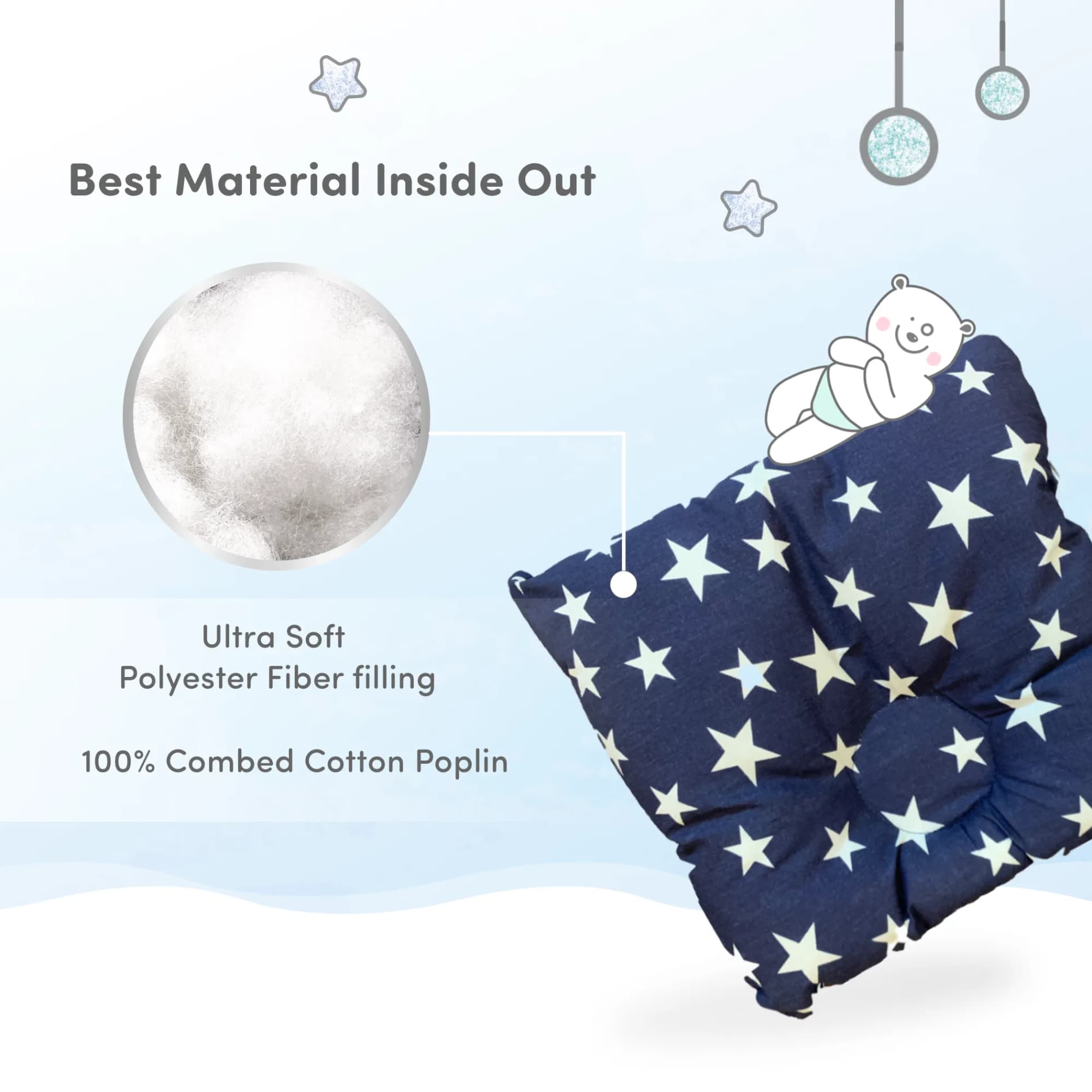 Premium Head Shaping Baby Pillow | Provides Neck Support | Prevents Flat Head Syndrome | Portable & Lightweight | 0-36 Months | Starry Night
