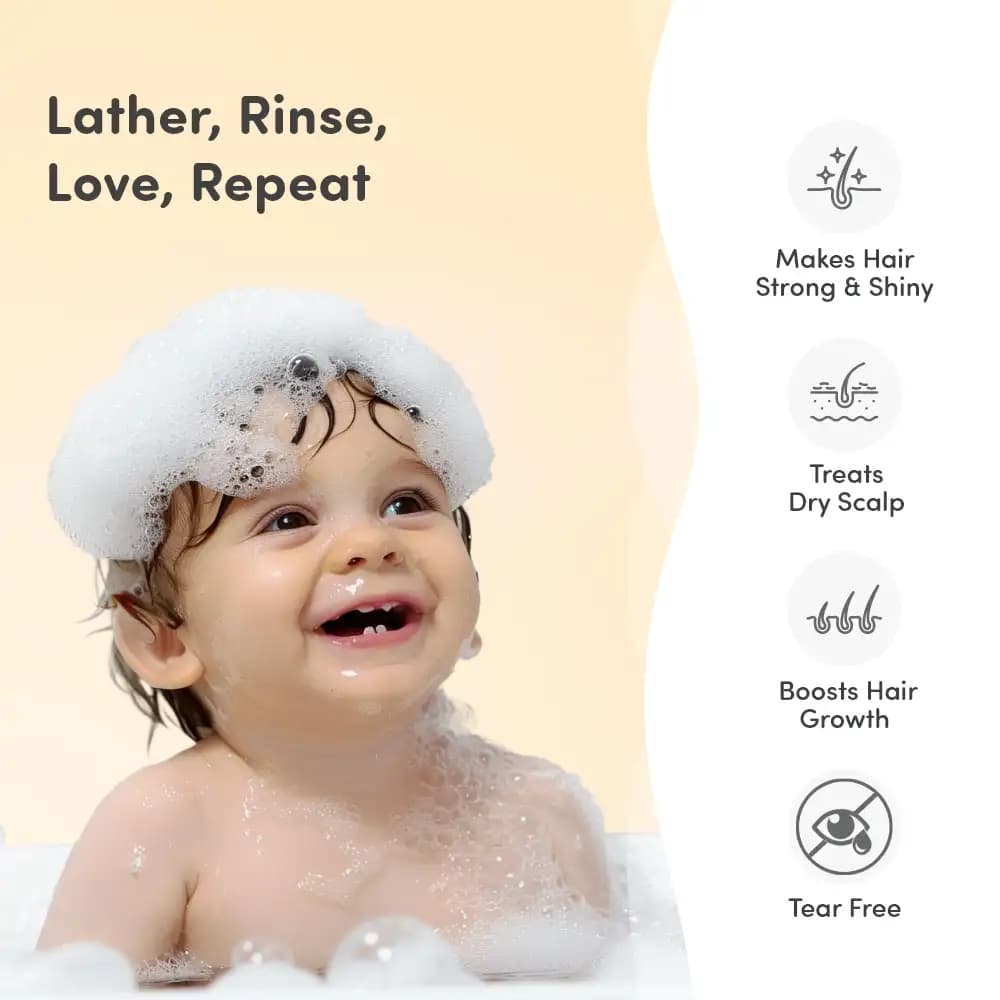Baby Shampoo | Makes Hair Strong & Shiny | Tear Free Formulation | Treats Dry Scalp | Boosts Hair Growth | Dermatologically Tested | Made Safe Certified- 100 ml