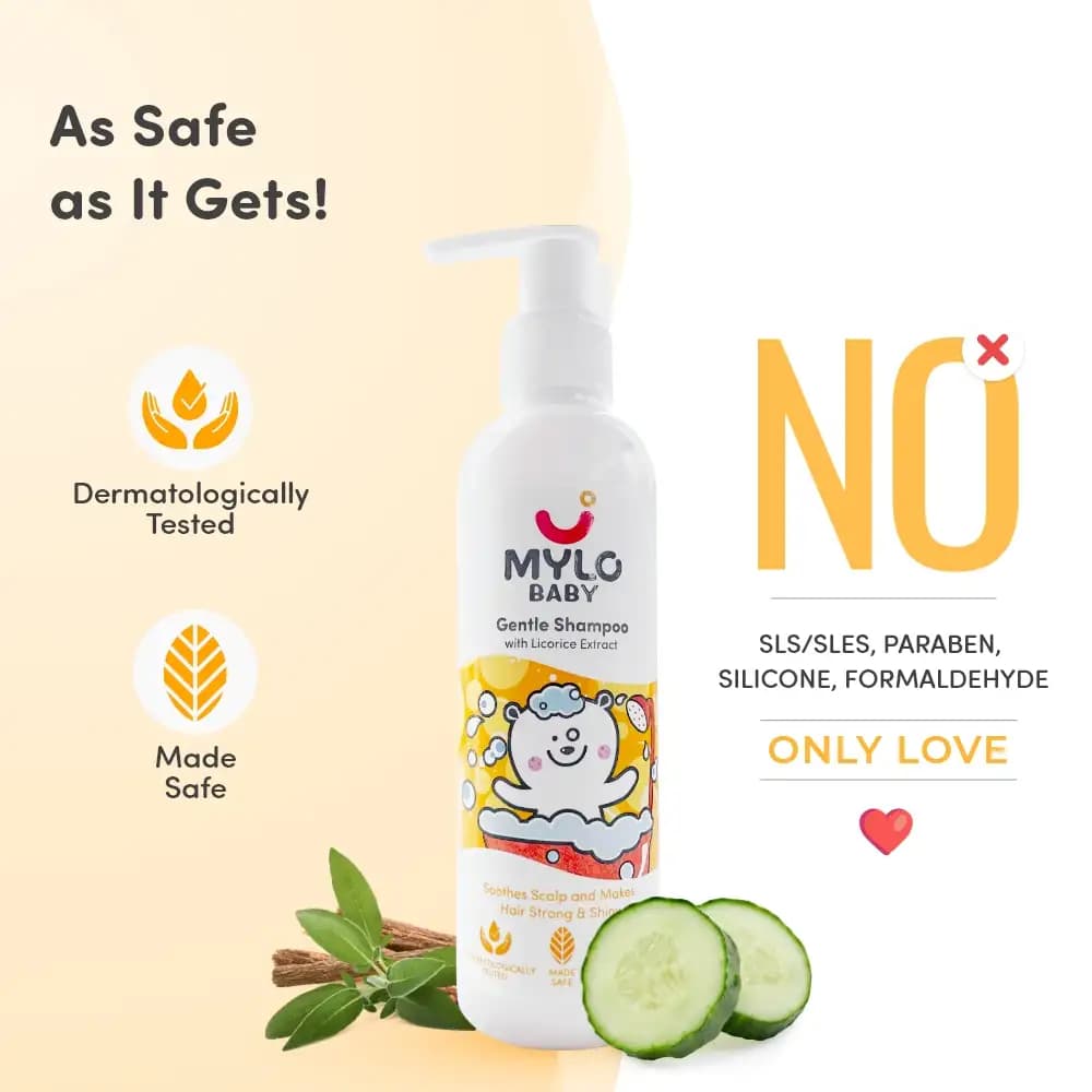 Baby Shampoo | Makes Hair Strong & Shiny | Tear Free Formulation | Treats Dry Scalp | Boosts Hair Growth | Dermatologically Tested | Made Safe Certified- 100 ml