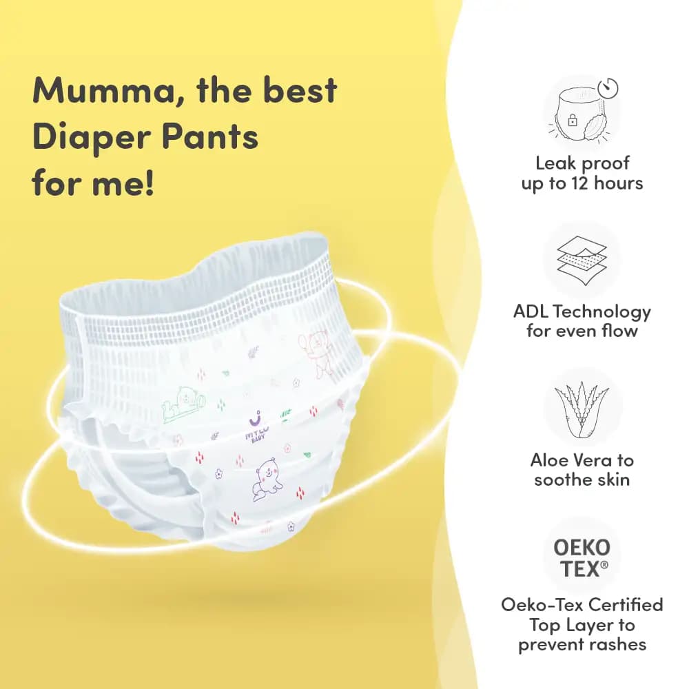 Monthly Diapering Super Saver Combo - Baby Diaper Pants Medium (M) - (76 count) + Baby Wipes (Pack of 2)