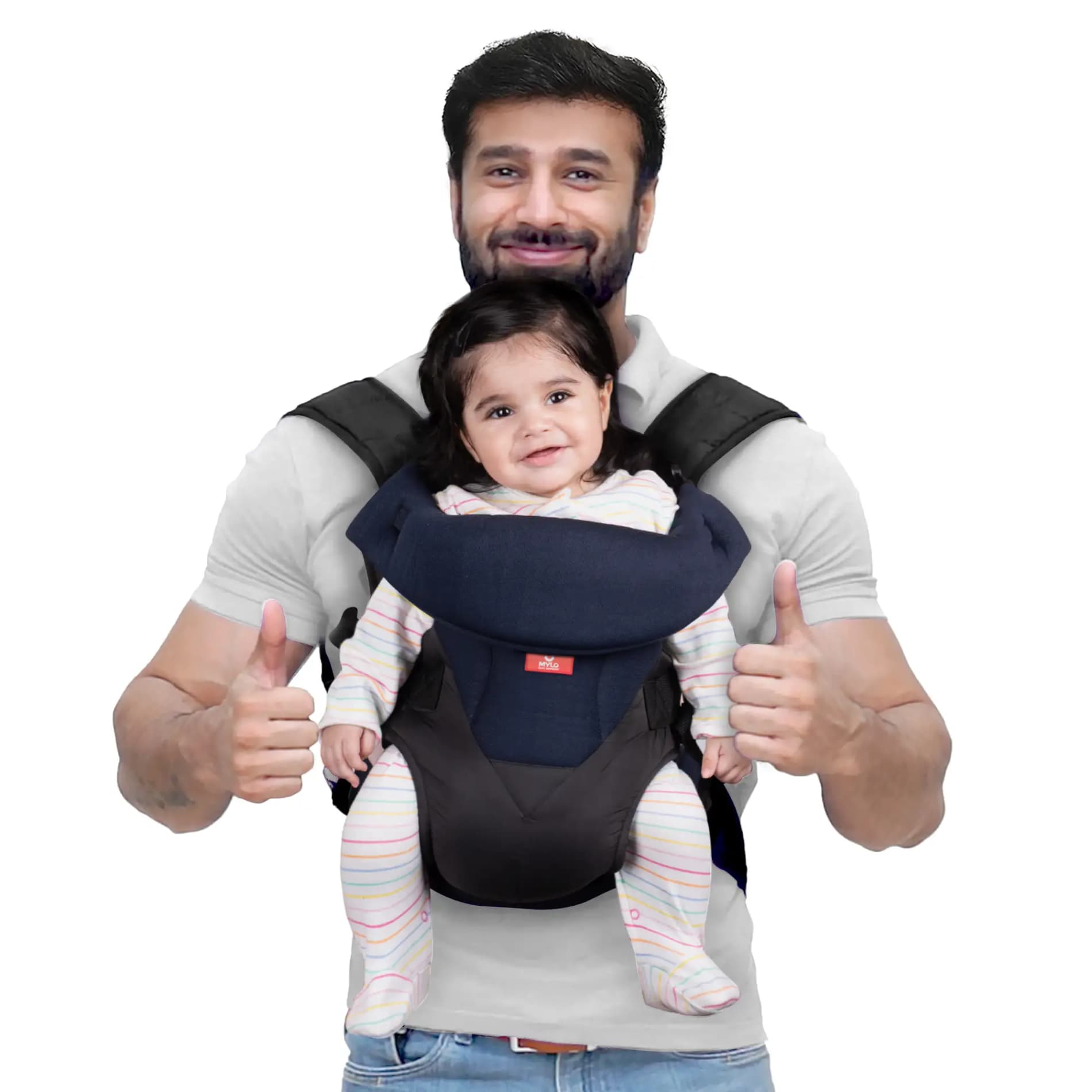 Baby Carrier Bag for 0 to 3 Years with 4 Comfortable Carrying Positions | Lightweight & Travel Friendly | Padded Neck & Shoulder Support - Blue & Black