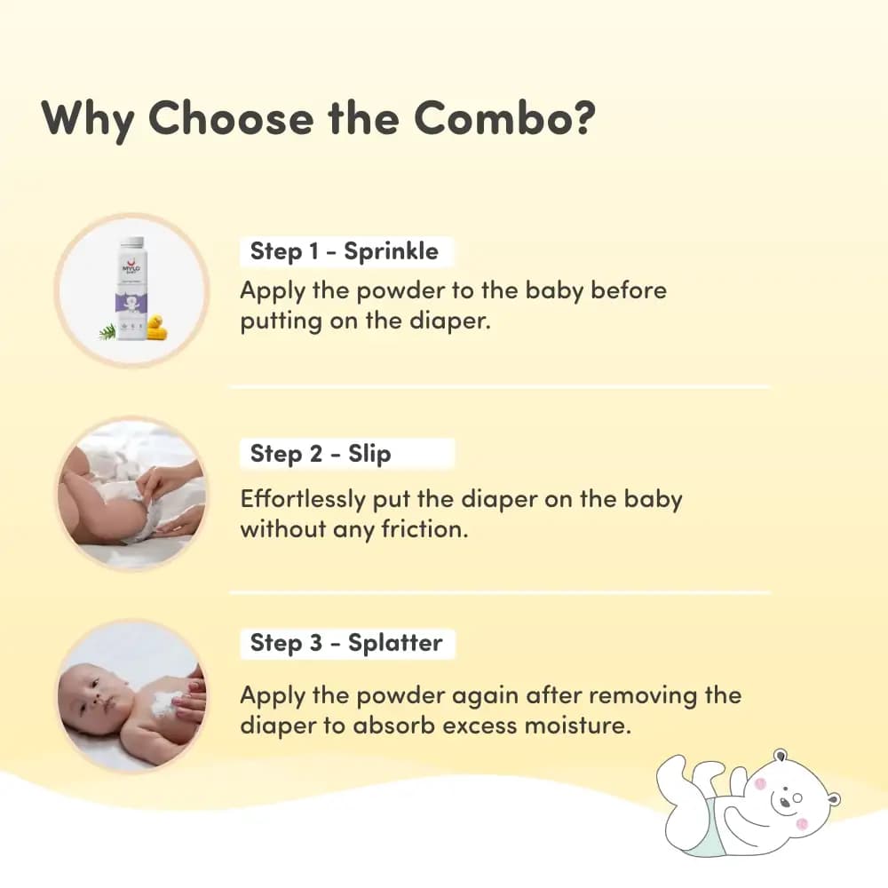 Super Saver Combo - Baby Diaper Pants Medium (M) Size 7-12 kgs (76 count) Leak Proof + Baby Powder for Kids - 300 gm