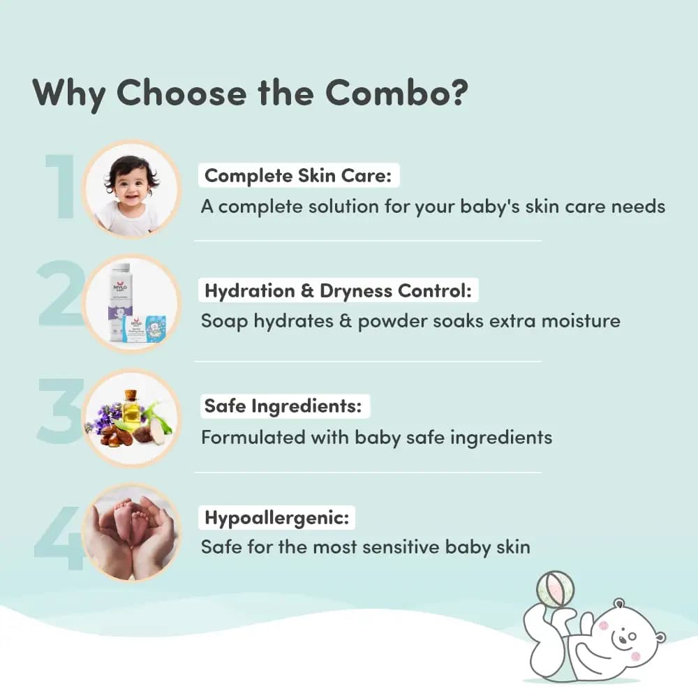 Super Saver Combo- Baby Soap 75 gm (Pack of 2) + Baby Powder 300 gm (Pack of 1)
