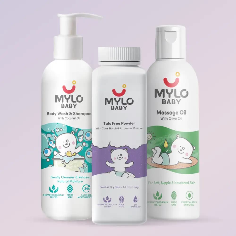 Baby Bath Regime Kit - Massage Oil (200ml), Head to Toe Wash (200ml) & Talc-Free Powder (300gm)
