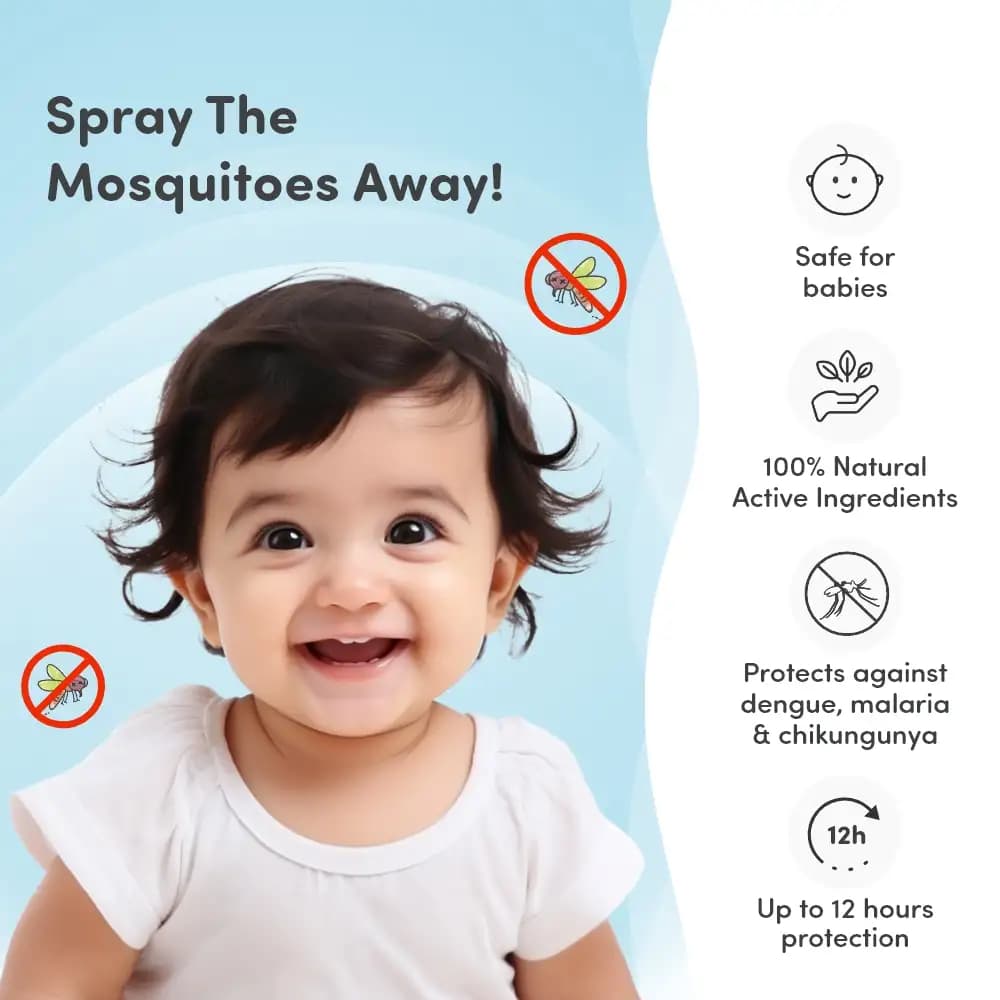 Baby Mosquito Spray | 100% Natural Ingredients | Protects Against Dengue, Malaria, Chikungunya | 100 ml - Pack of 2