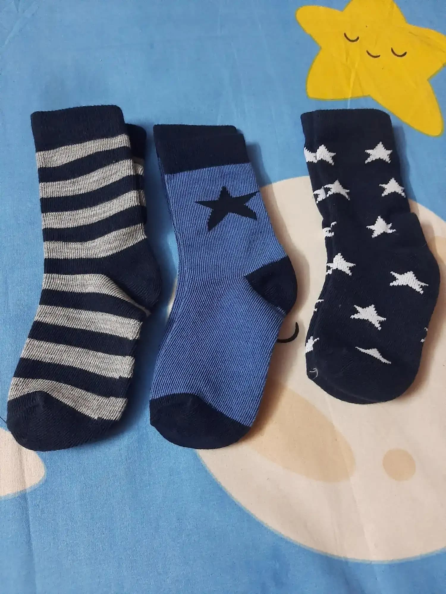 Baby Socks 0-6 Months - Unisex Grey Striped & Solid (Pack of 3)