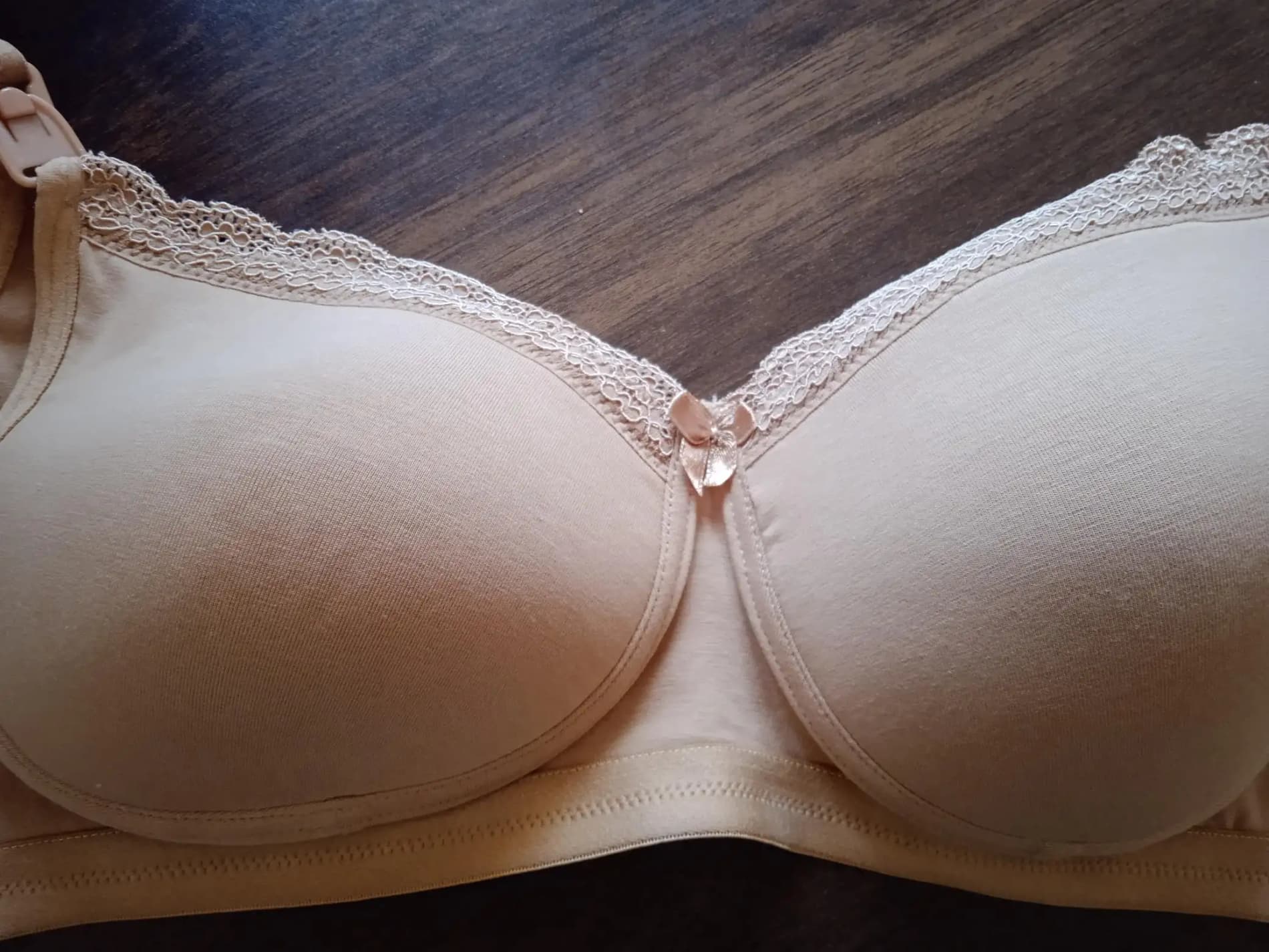 32B- Non-Wired Non-Padded Maternity Bra/Feeding Bra with Free Bra Extender | Supports Growing Breasts | Eases Pumping & Feeding | Sandalwood