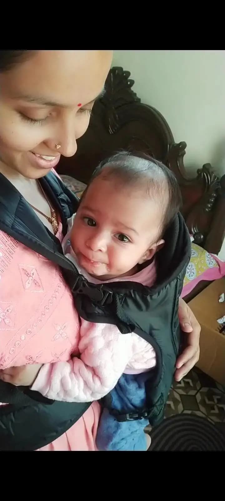 Baby Carrier with Head Support & Adjustable Buckle Straps (6 - 15 Months) - Red