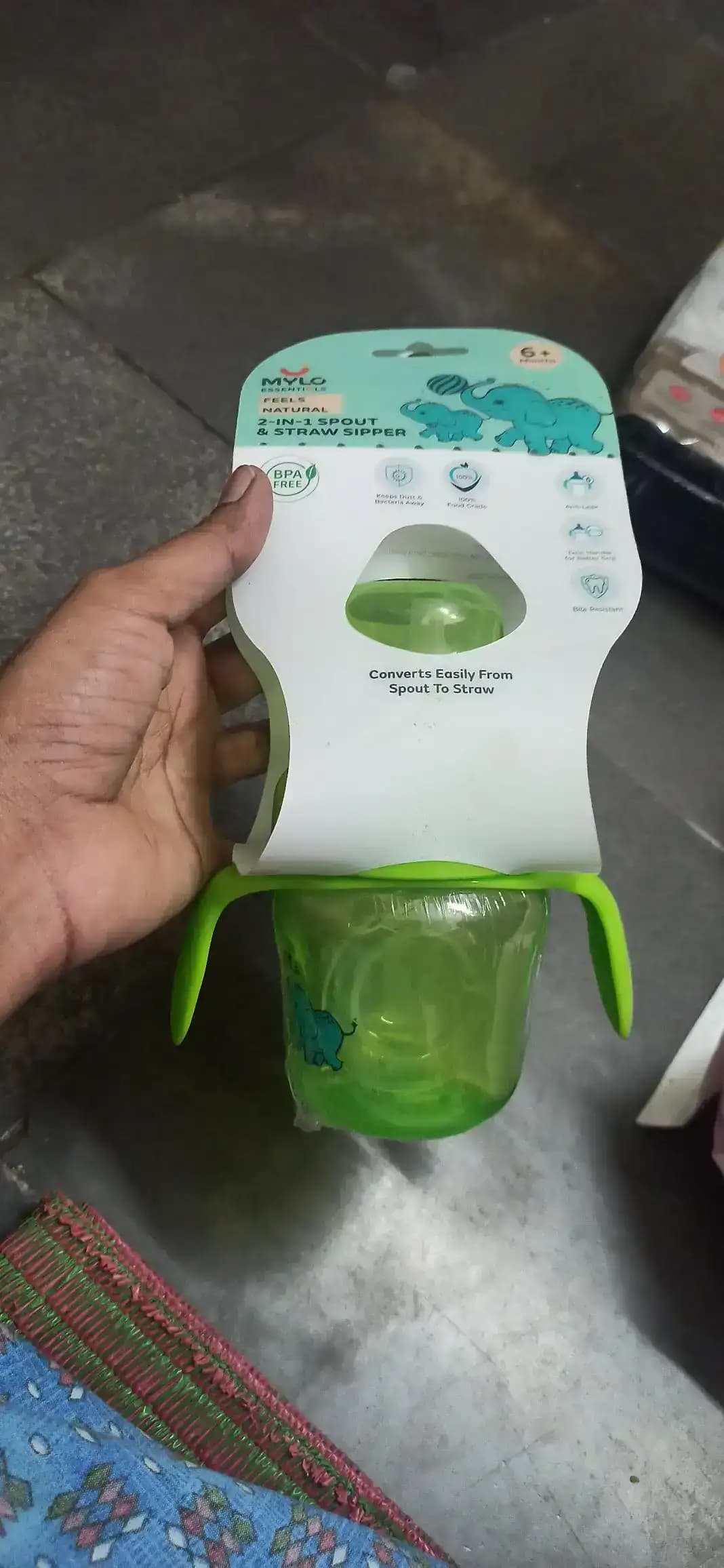 Baby Sipper | 2-in-1 Convertible Sipper with Spout & Straw | Sipper Bottle for Kids - 150ml - BPA-Free (Green)