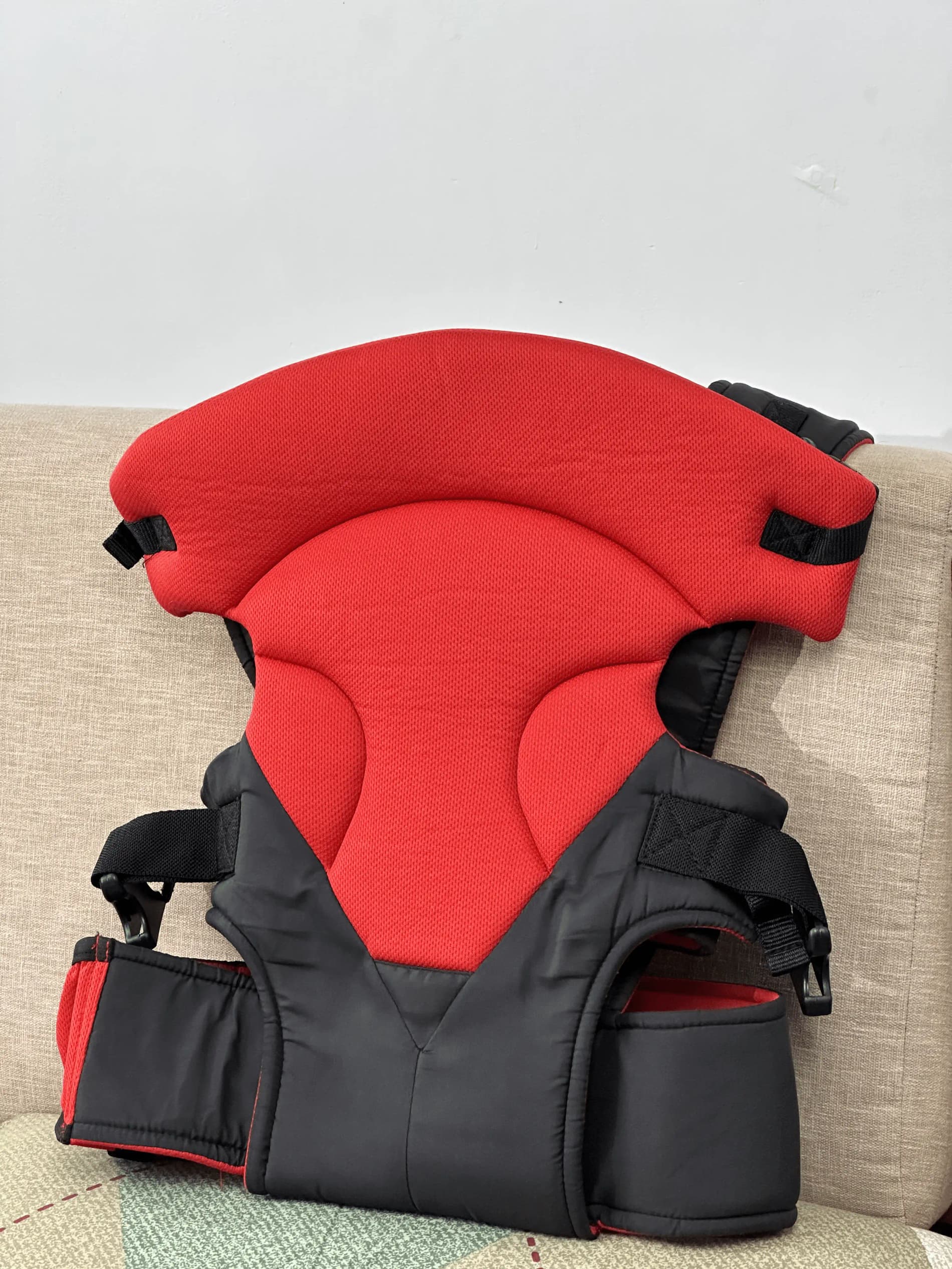 Baby Carrier Bag for 0 to 3 Years with 4 Comfortable Carrying Positions | Lightweight & Travel Friendly | Padded Neck & Shoulder Support - Red & Black