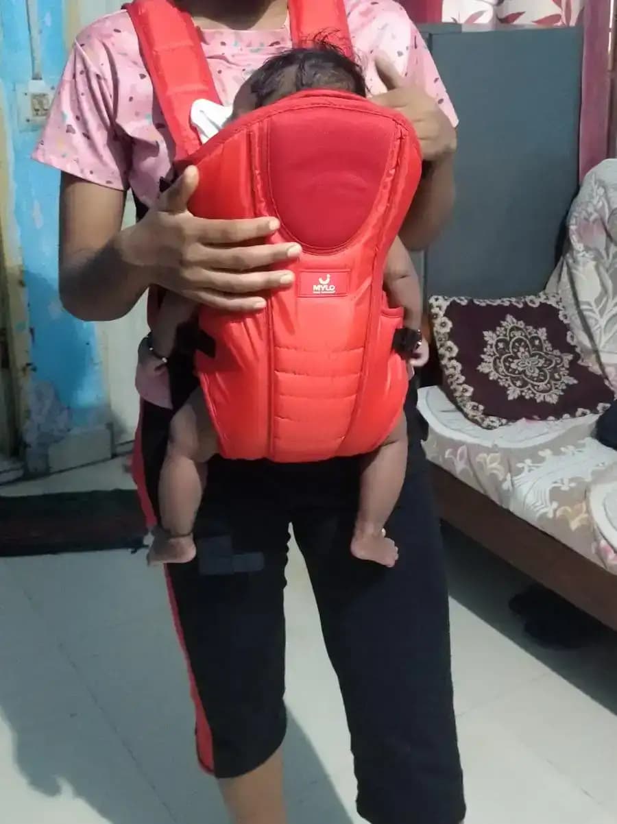 Baby Carrier with Head Support & Adjustable Buckle Straps (6 - 15 Months) - Red