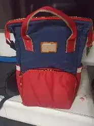 Baby Diaper Bag With Dry/Wet Pockets | Multifunctional 12 Pocket Stylish Diaper Bag Backpack | Water-Resistant | Free Diaper Pouch - Navy & Red