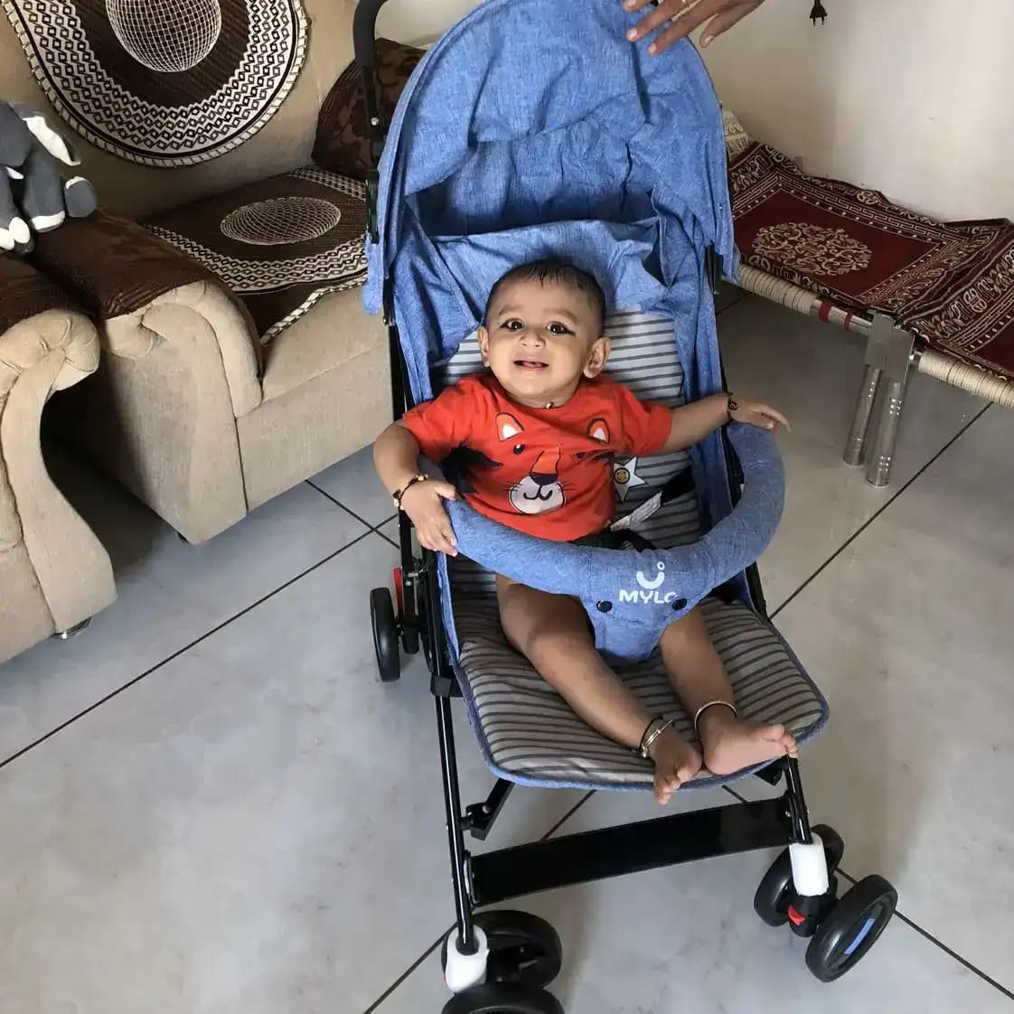Buddy Ultra-Light Baby Stroller for 0-3 Year | Baby Pram for Toddlers & Kids | 3 Point Safety Harness | 360° Front Wheel Swivel| Umbrella Fold - Blue