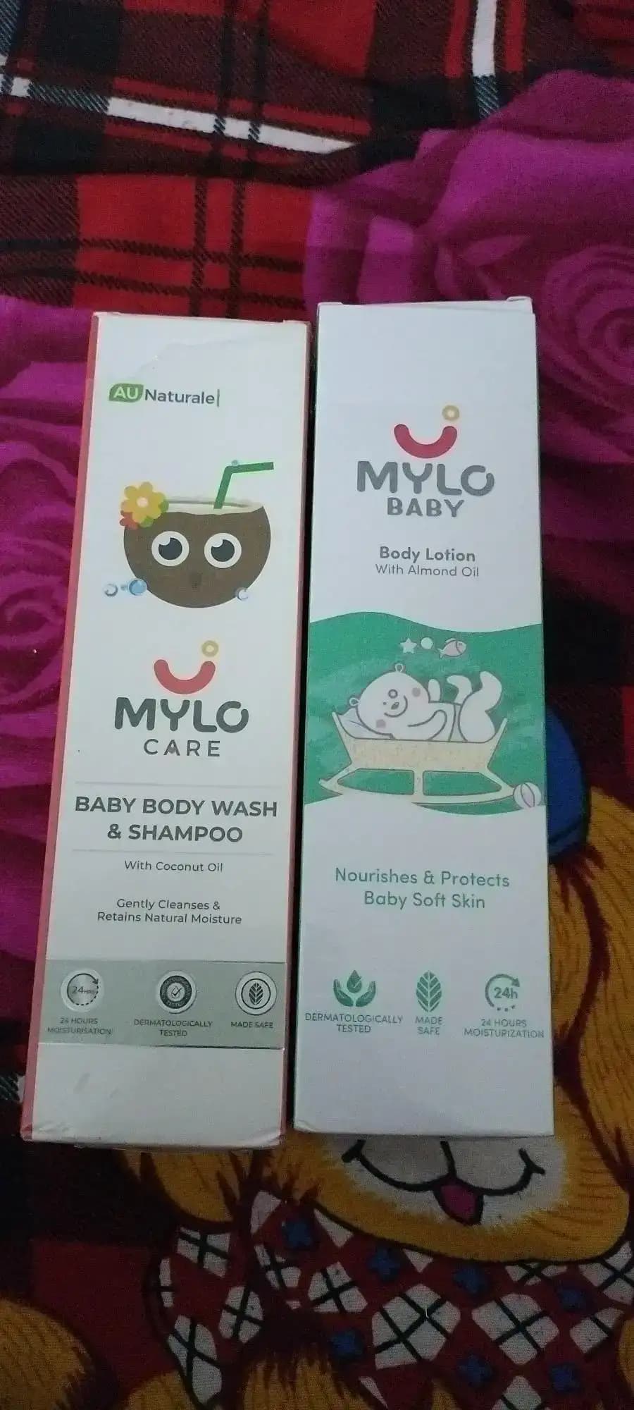 Baby Bath Essentials - Baby Body Wash & Shampoo (200 ml) and Mylo Care Baby Lotion (200 ml) | Tear Free Formulation | 24 Hours Moisturization